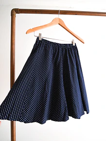 Falda azul navy lunares vintage