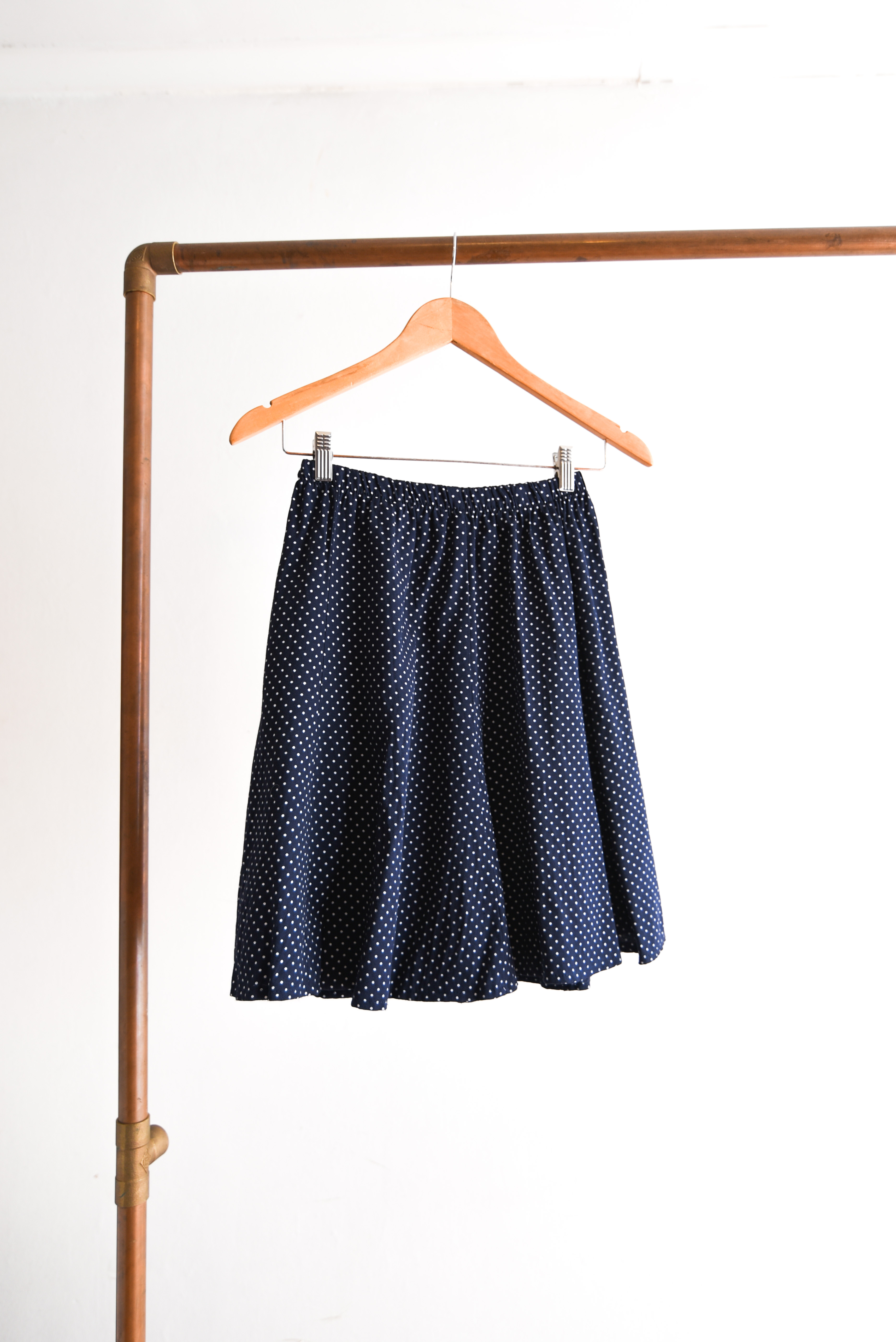 Falda azul navy lunares vintage