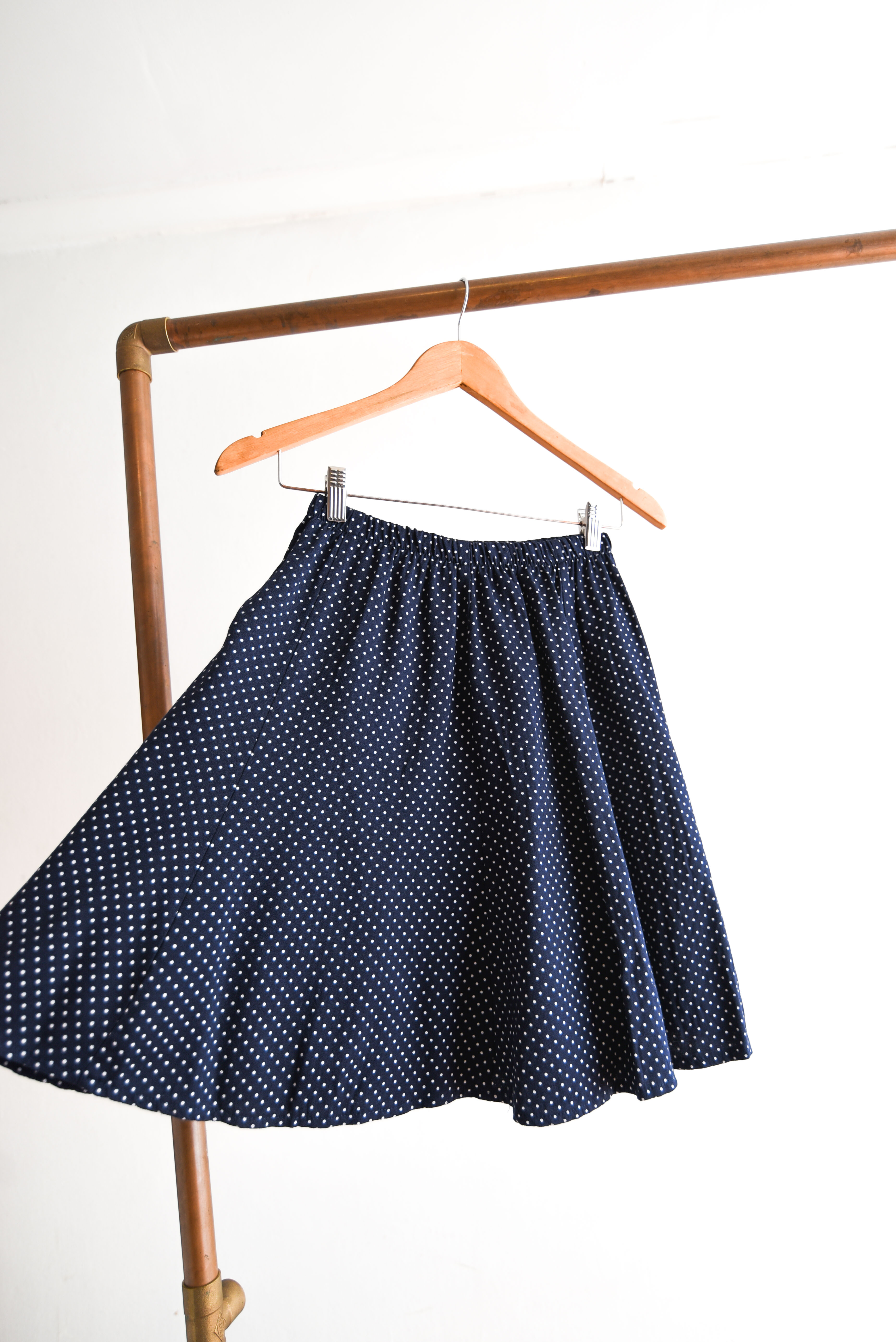 Falda azul navy lunares vintage