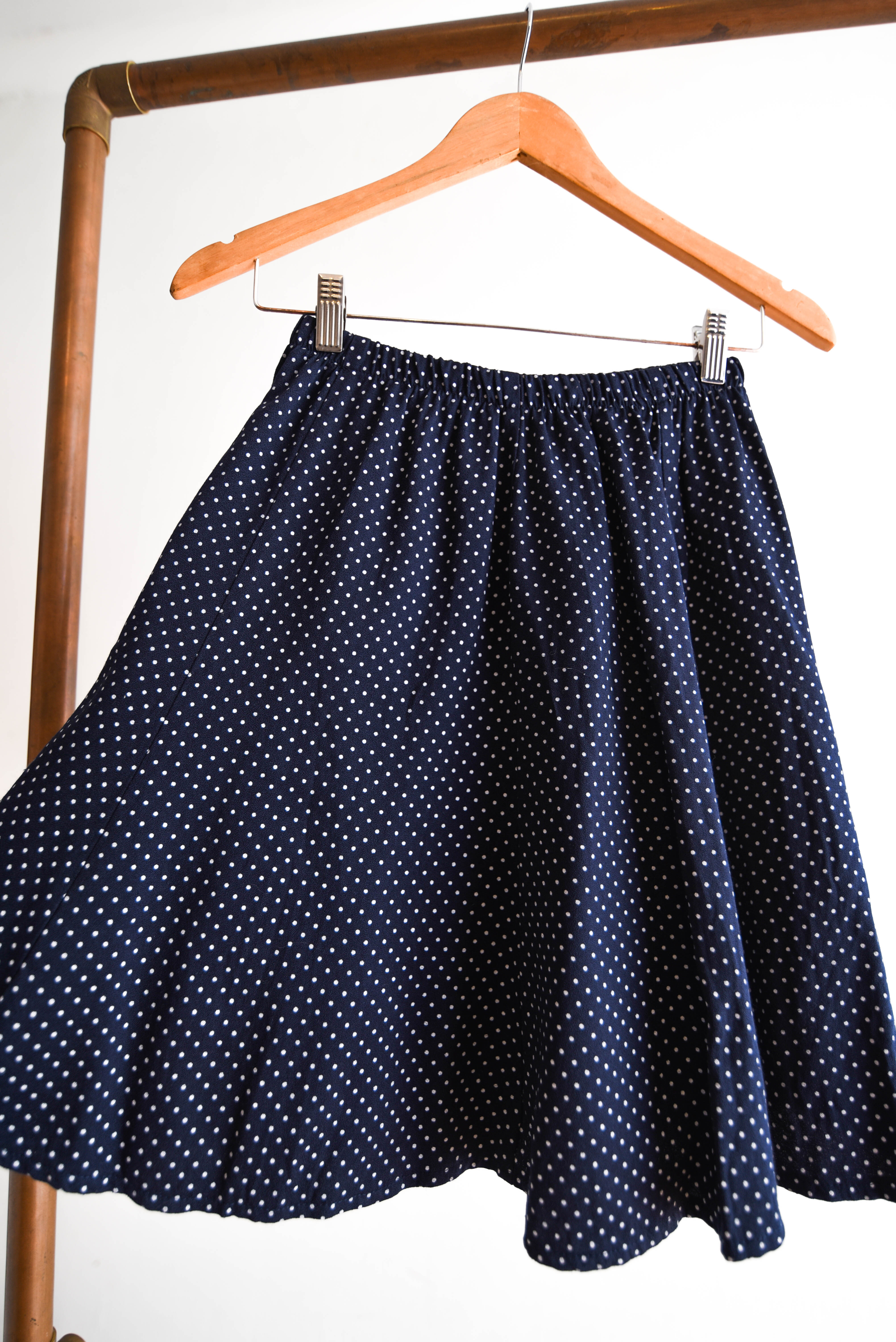 Falda azul navy lunares vintage