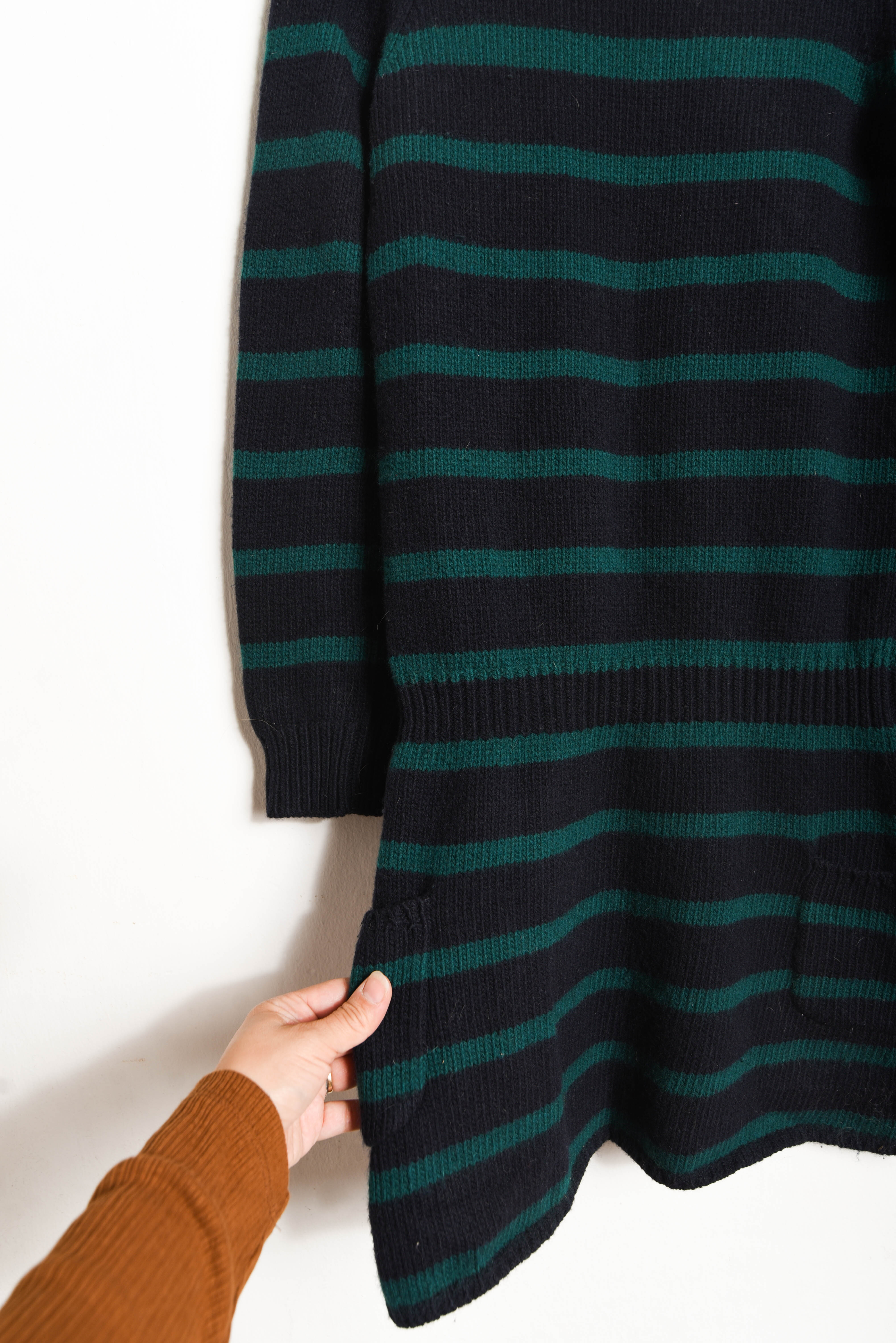 Vestido tejido navy rayado lana