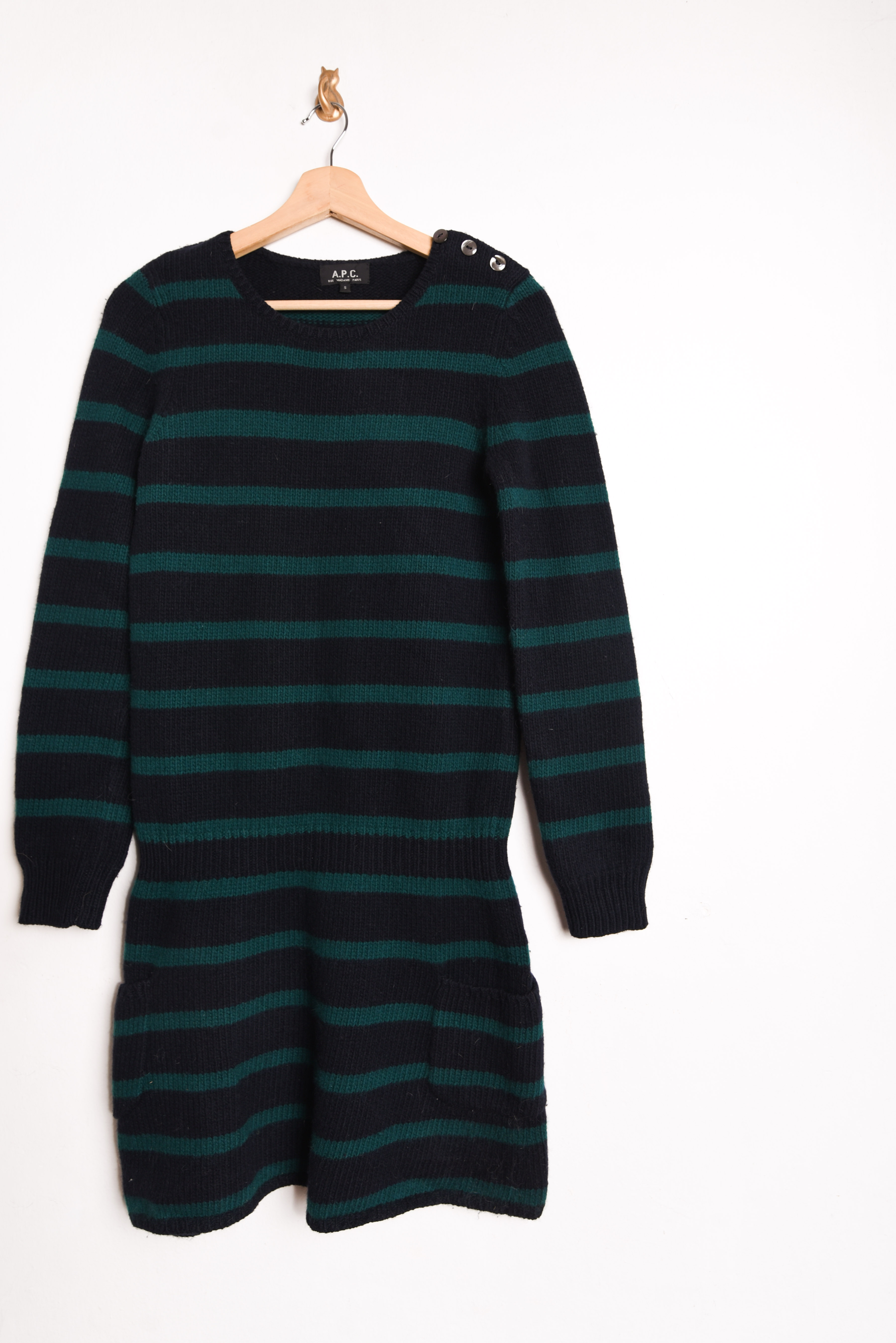 Vestido tejido navy rayado lana