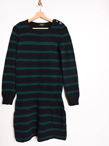 Vestido tejido navy rayado lana