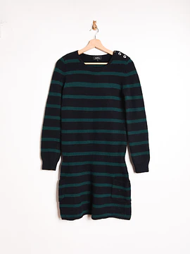 Vestido tejido navy rayado lana