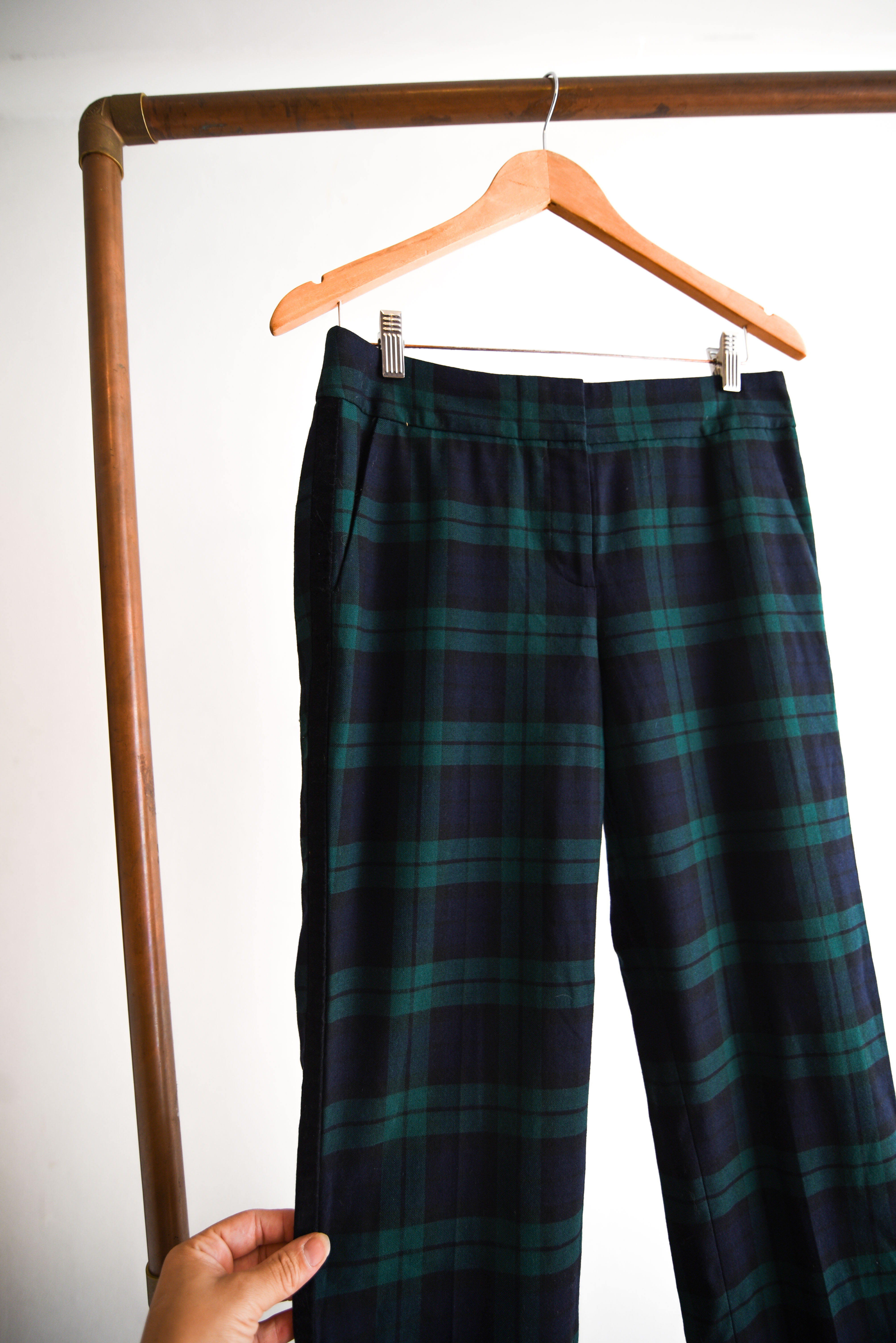 Pantalón navy green tartán