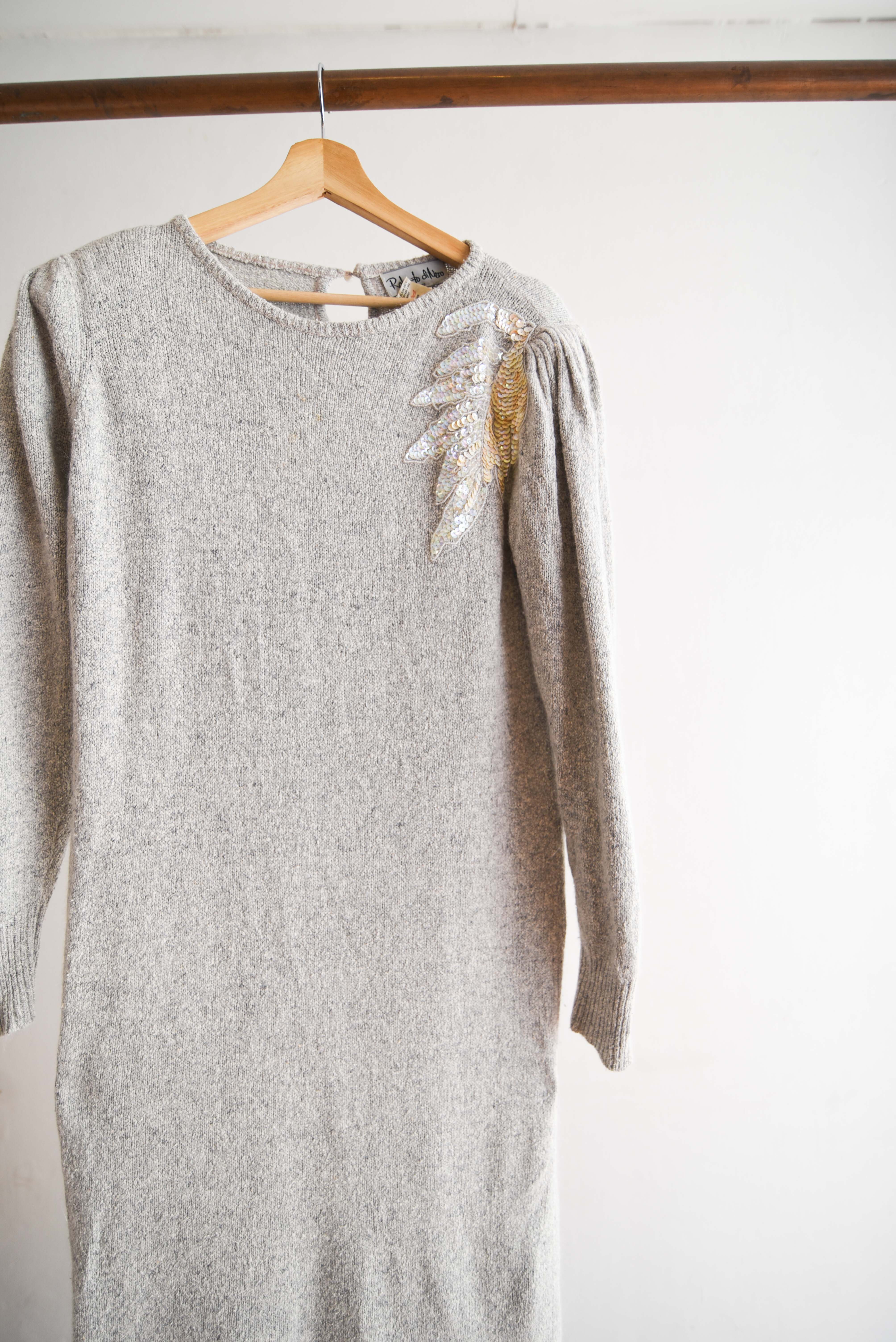 Vestido tejido seda y angora vintage