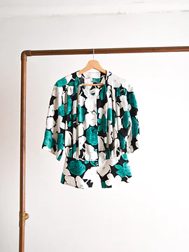 Blusa floral b&w turquesa
