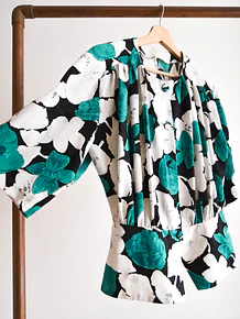 Blusa floral b&w turquesa