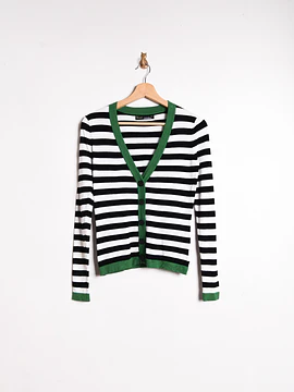 Cardigan rayado b&w green