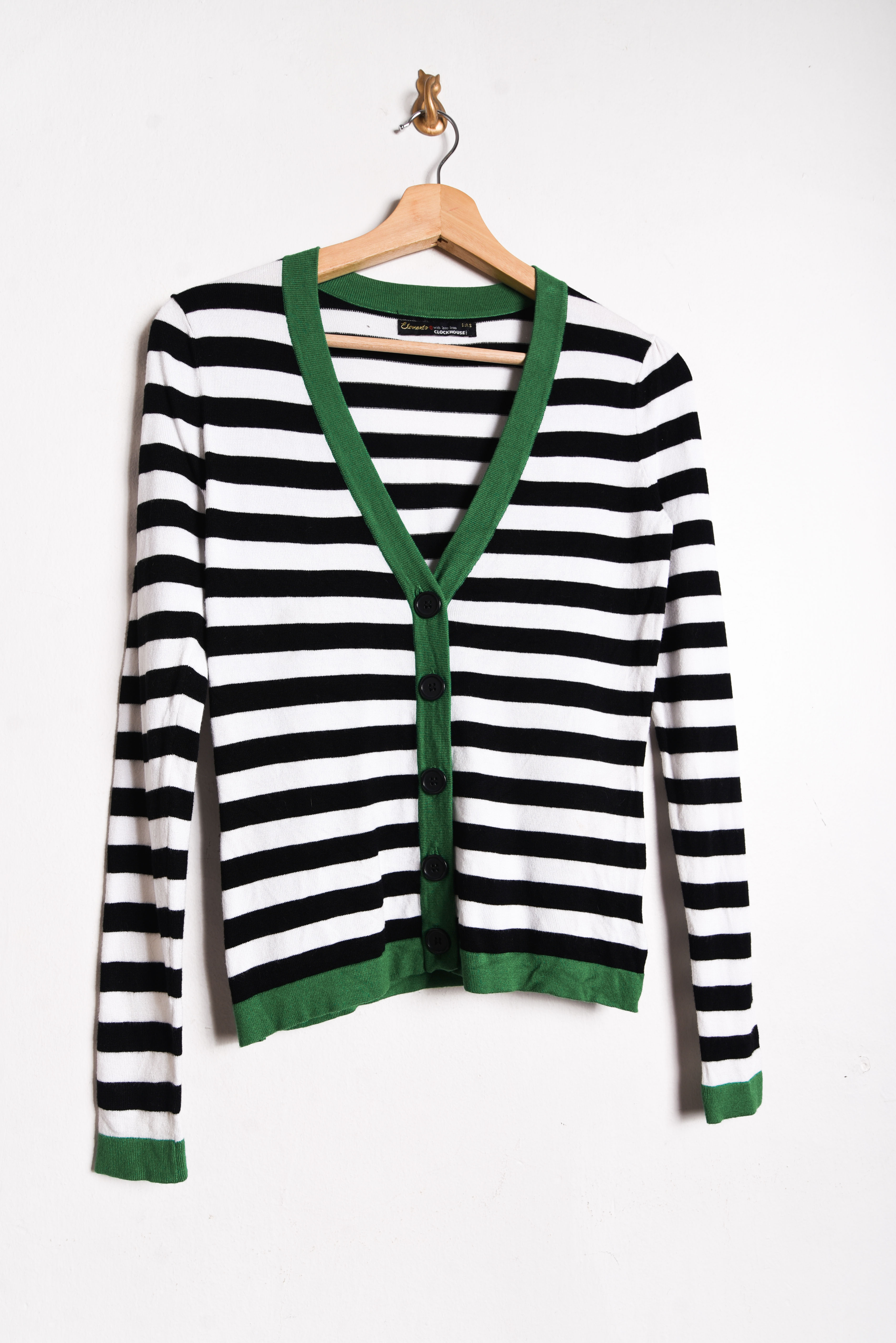 Cardigan rayado b&w green