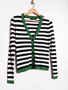 Cardigan rayado b&w green