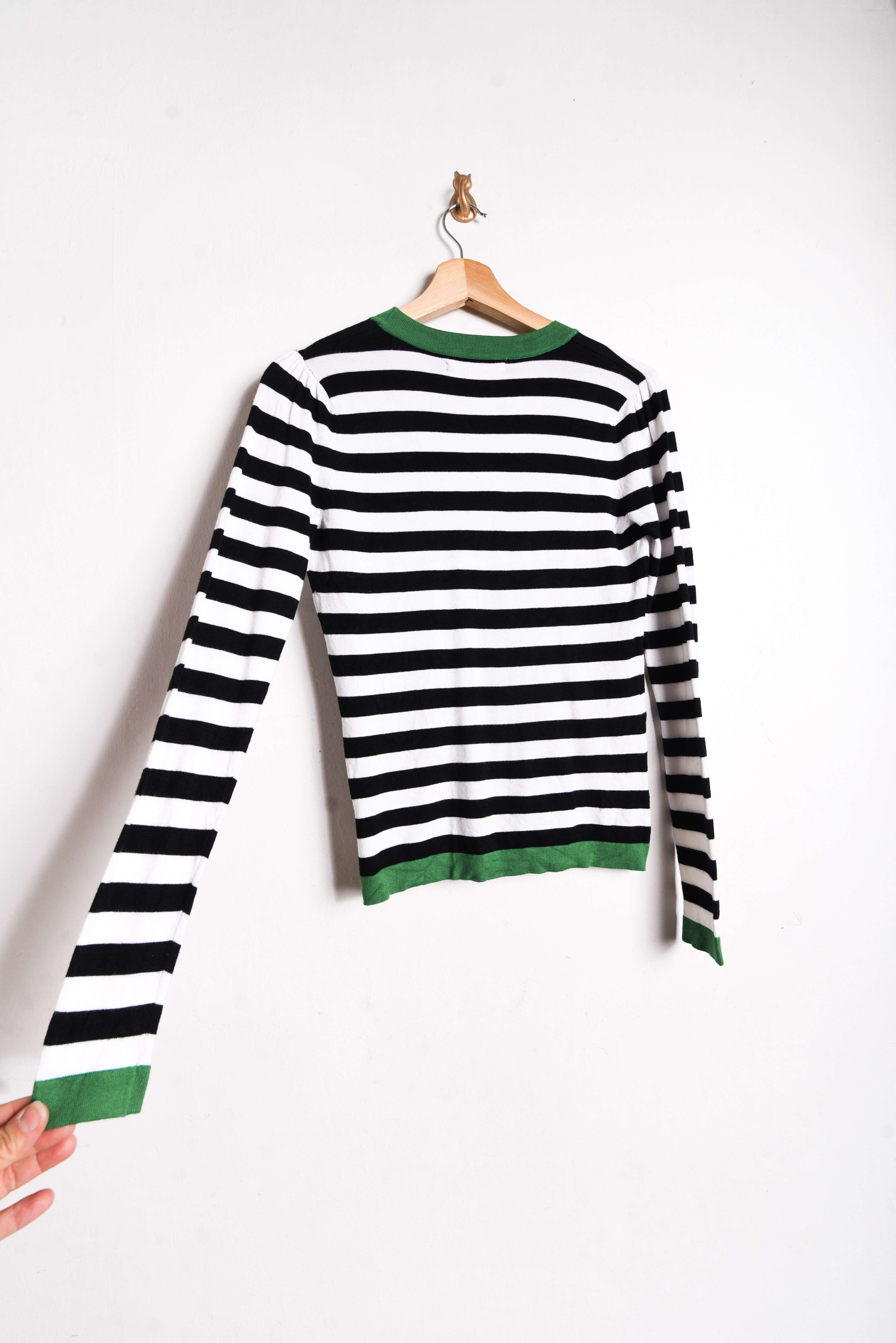 Cardigan rayado b&w green