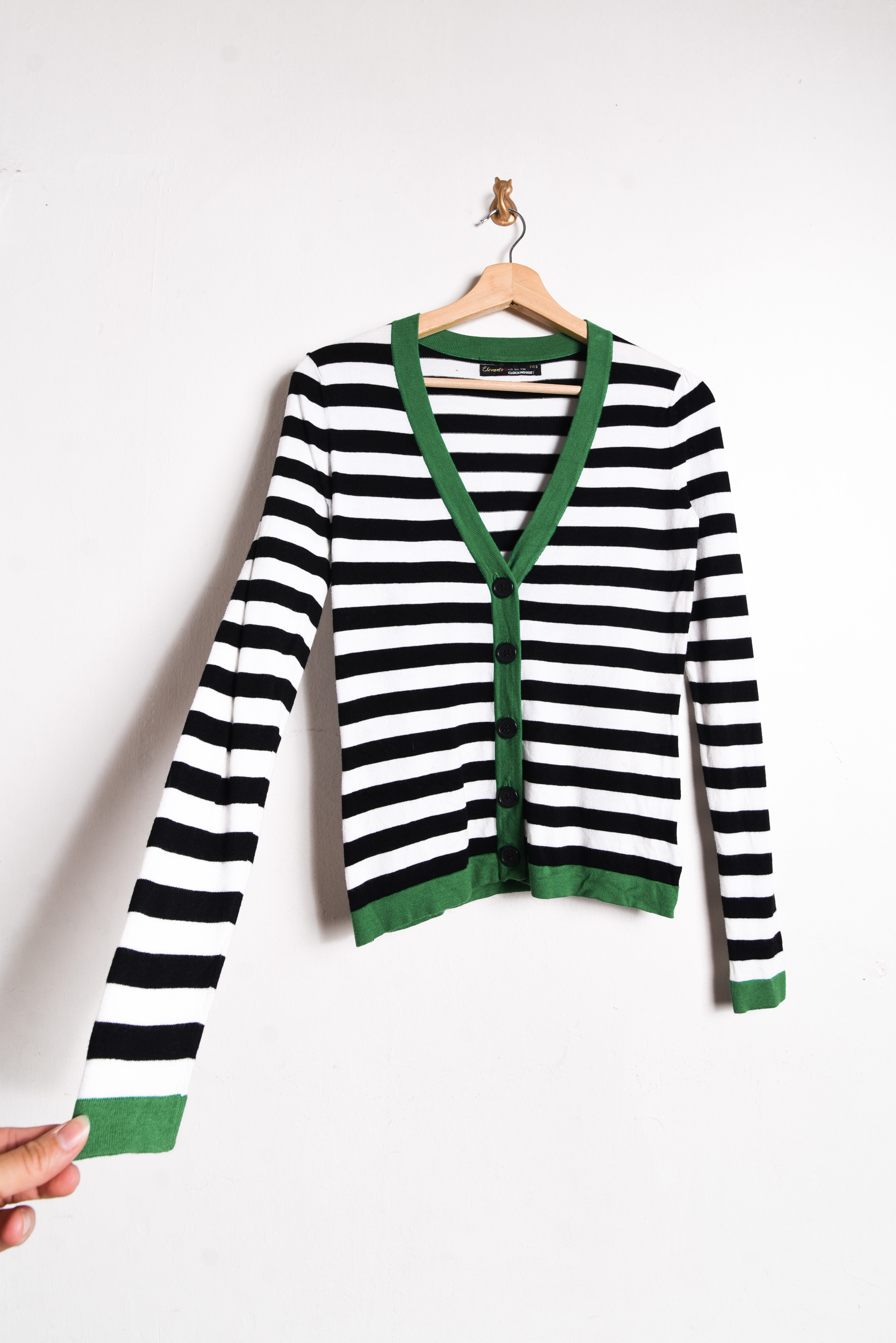 Cardigan rayado b&w green