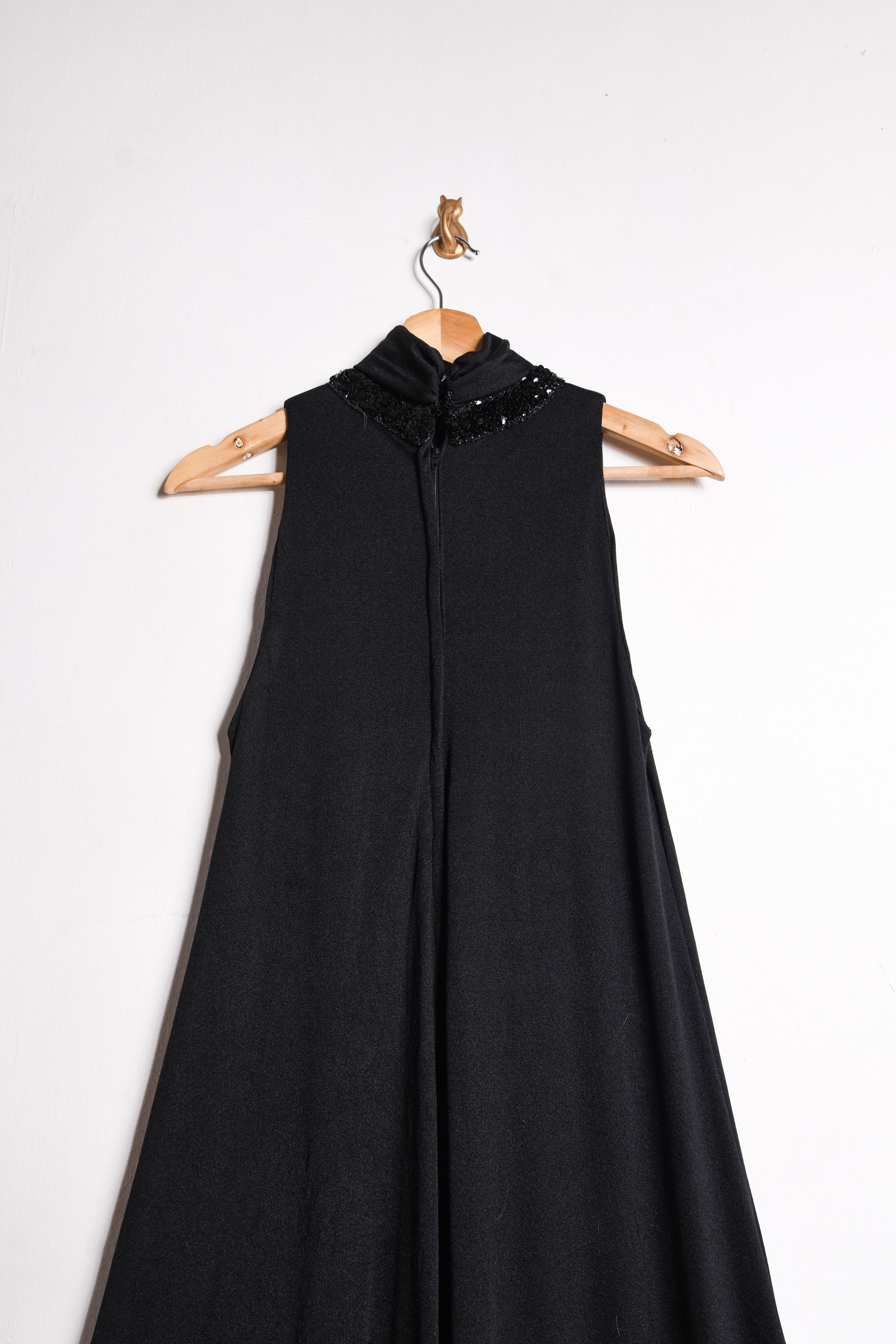 Maxi vestido black party 70s
