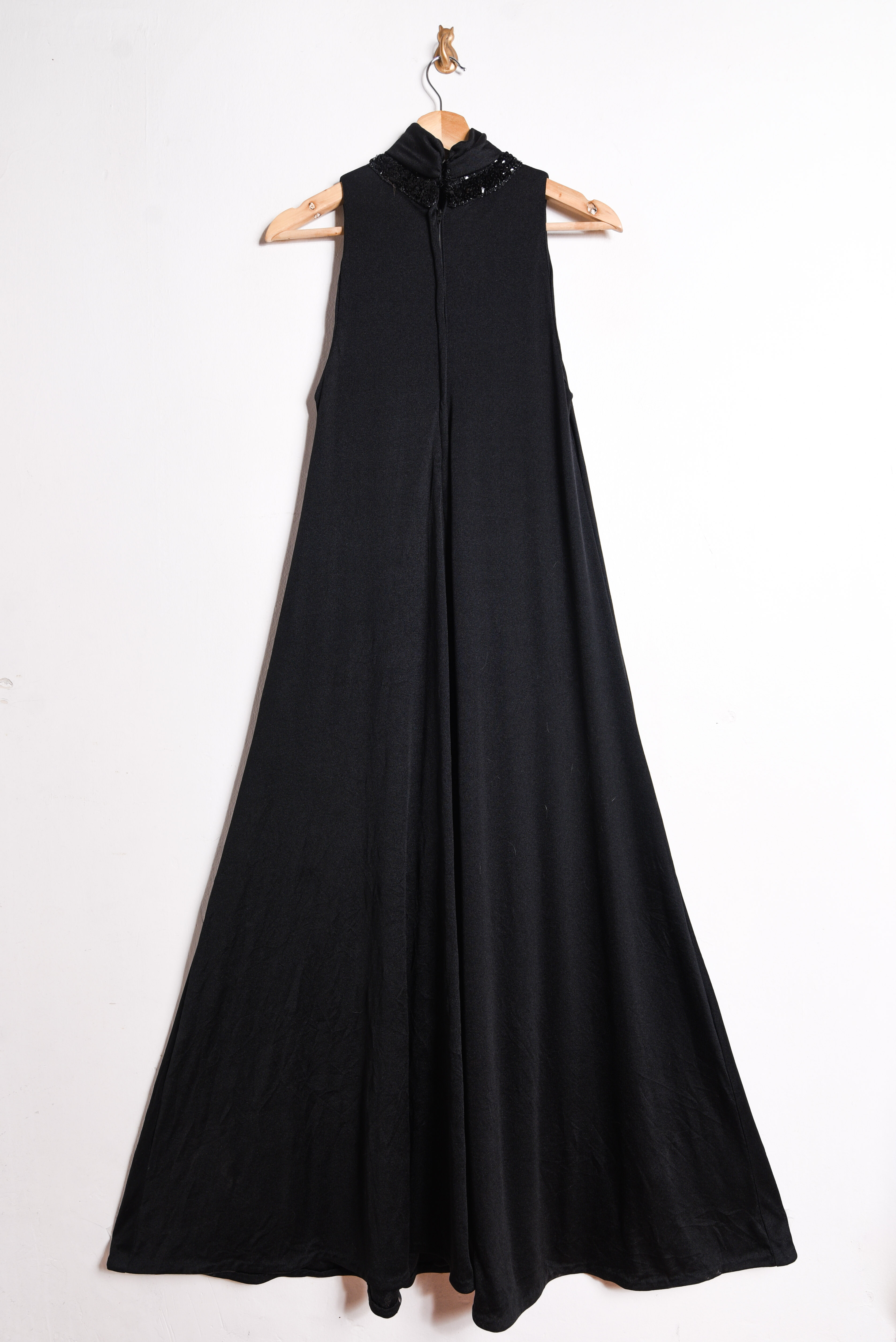 Maxi vestido black party 70s