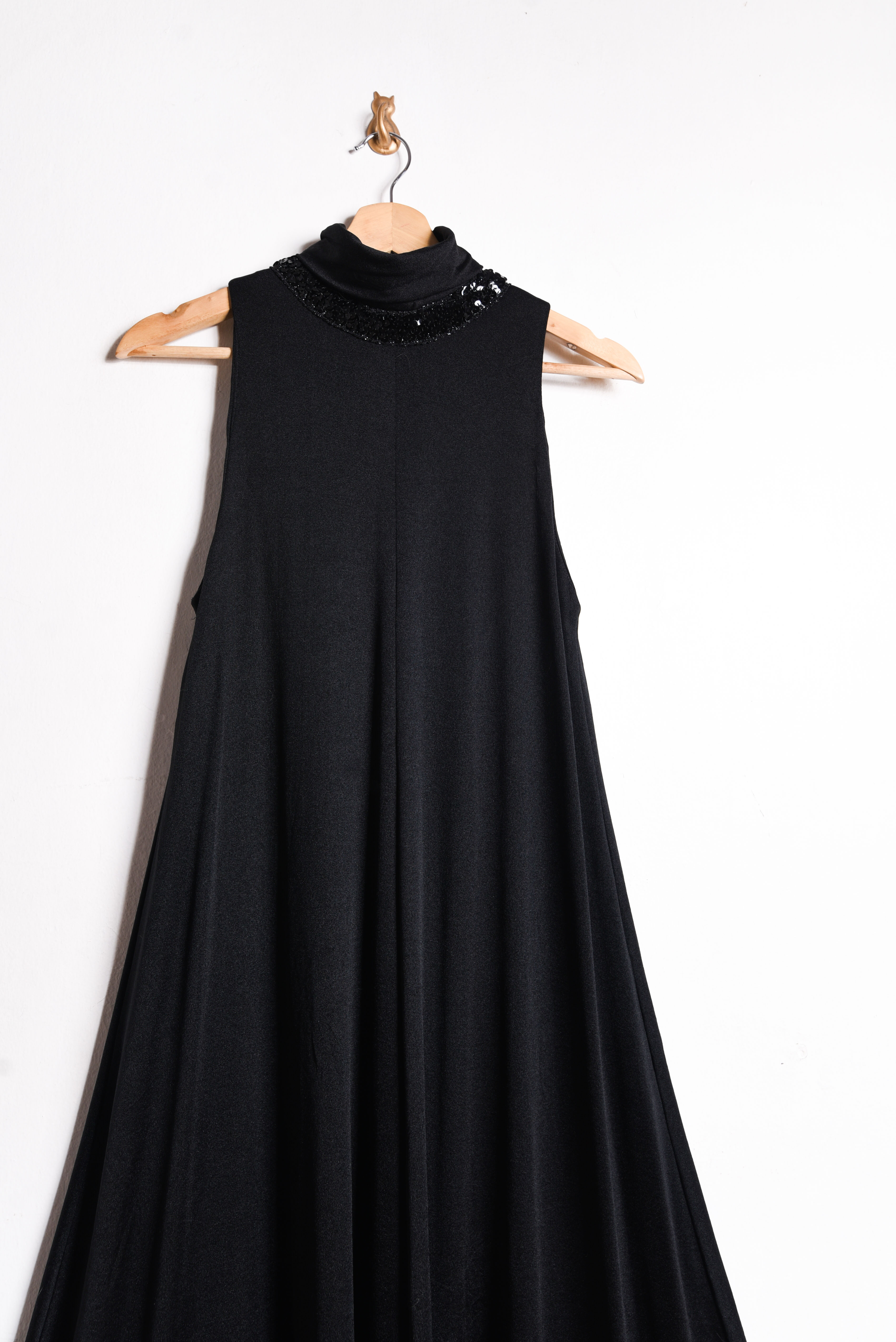 Maxi vestido black party 70s
