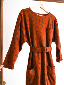Vestido granate paisley 70s