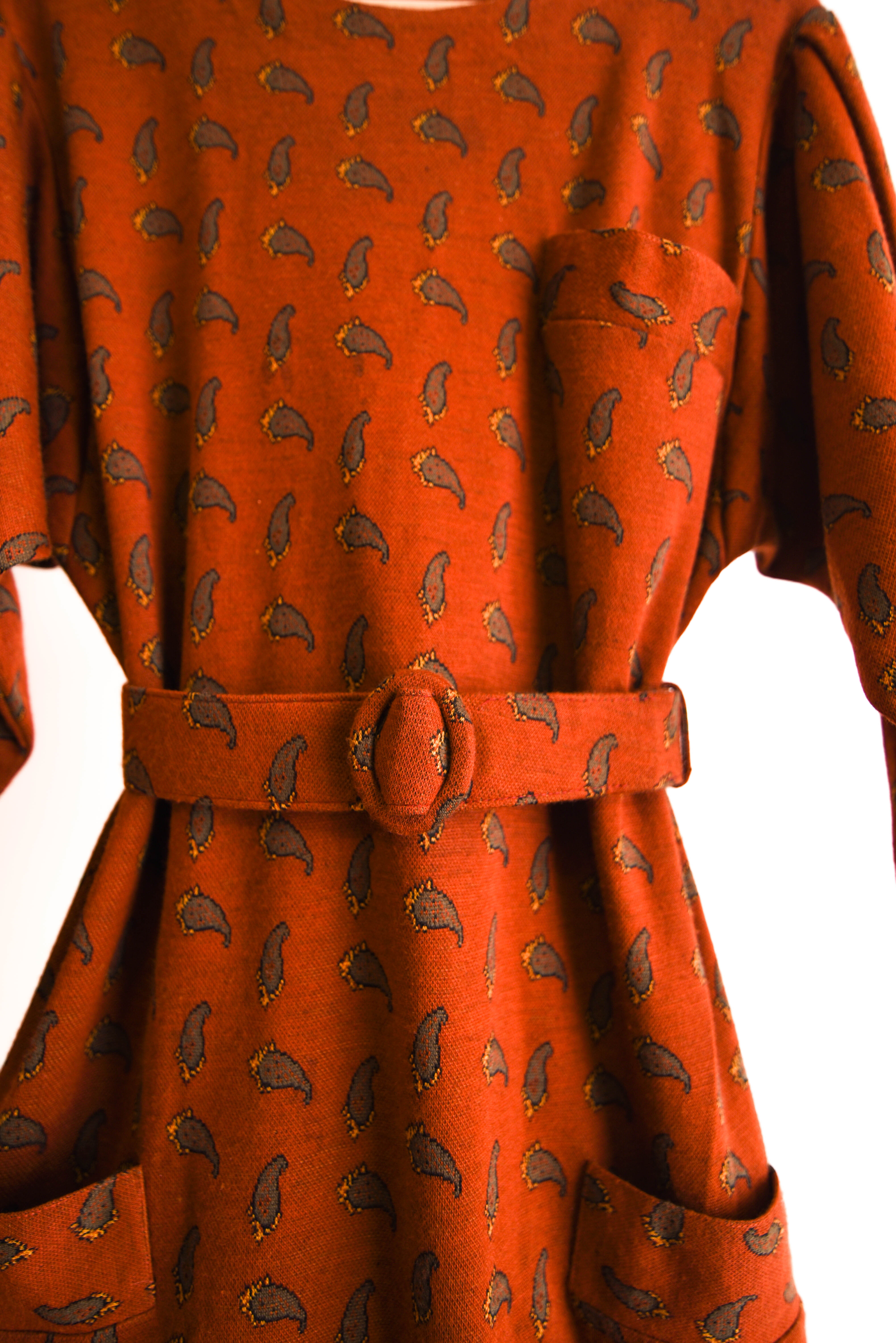 Vestido granate paisley 70s