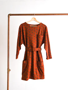 Vestido granate paisley 70s