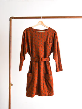 Vestido granate paisley 70s