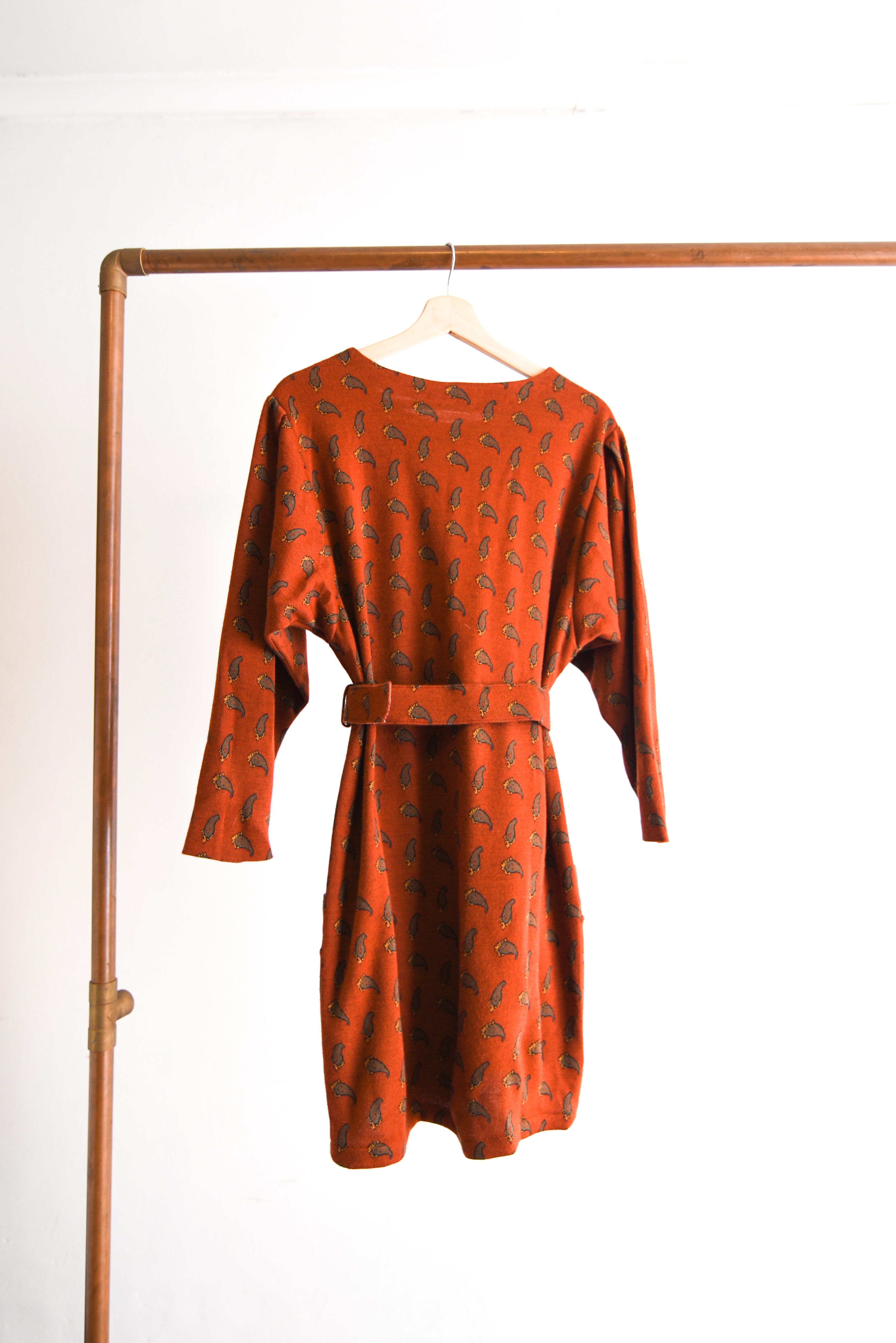 Vestido granate paisley 70s