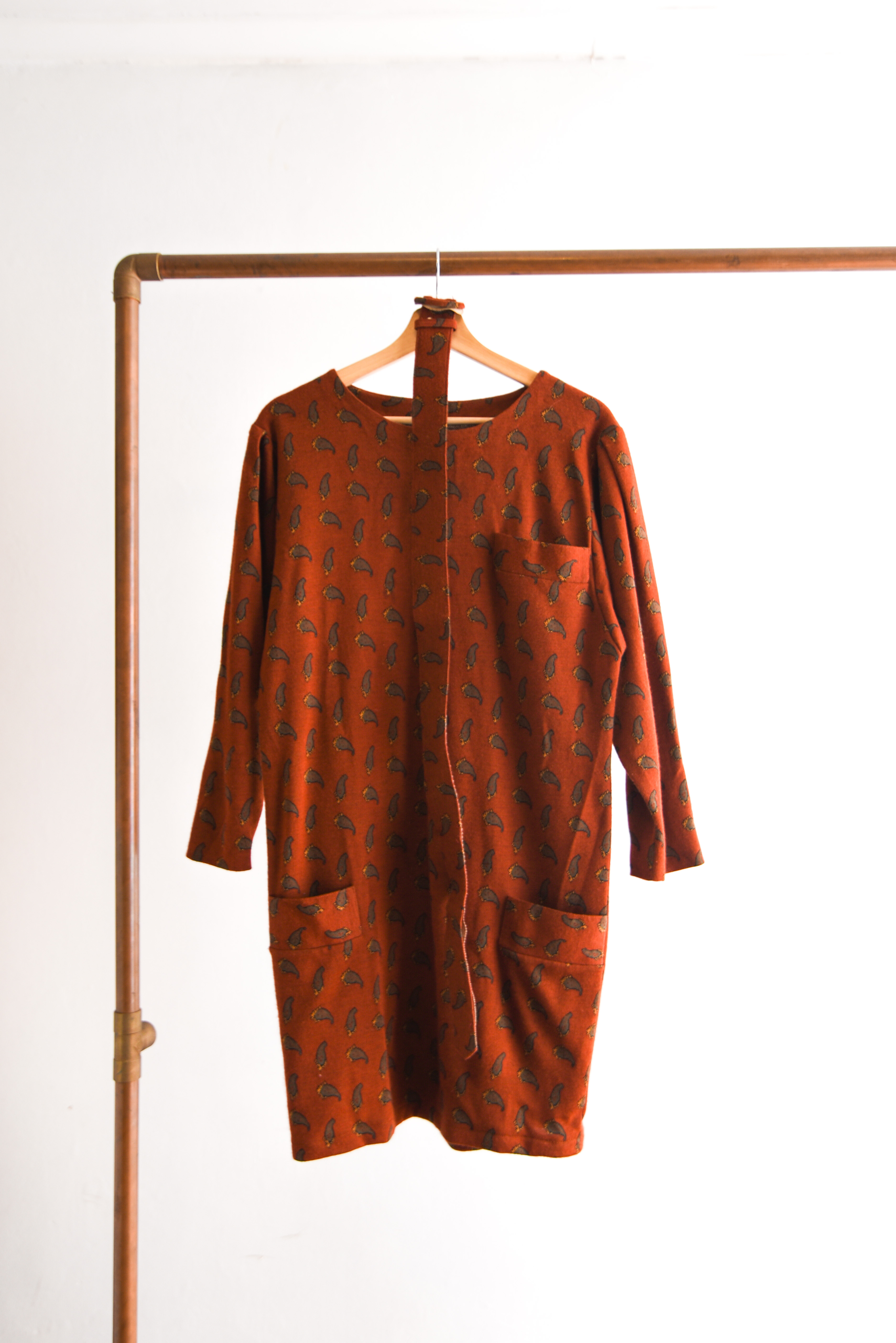 Vestido granate paisley 70s