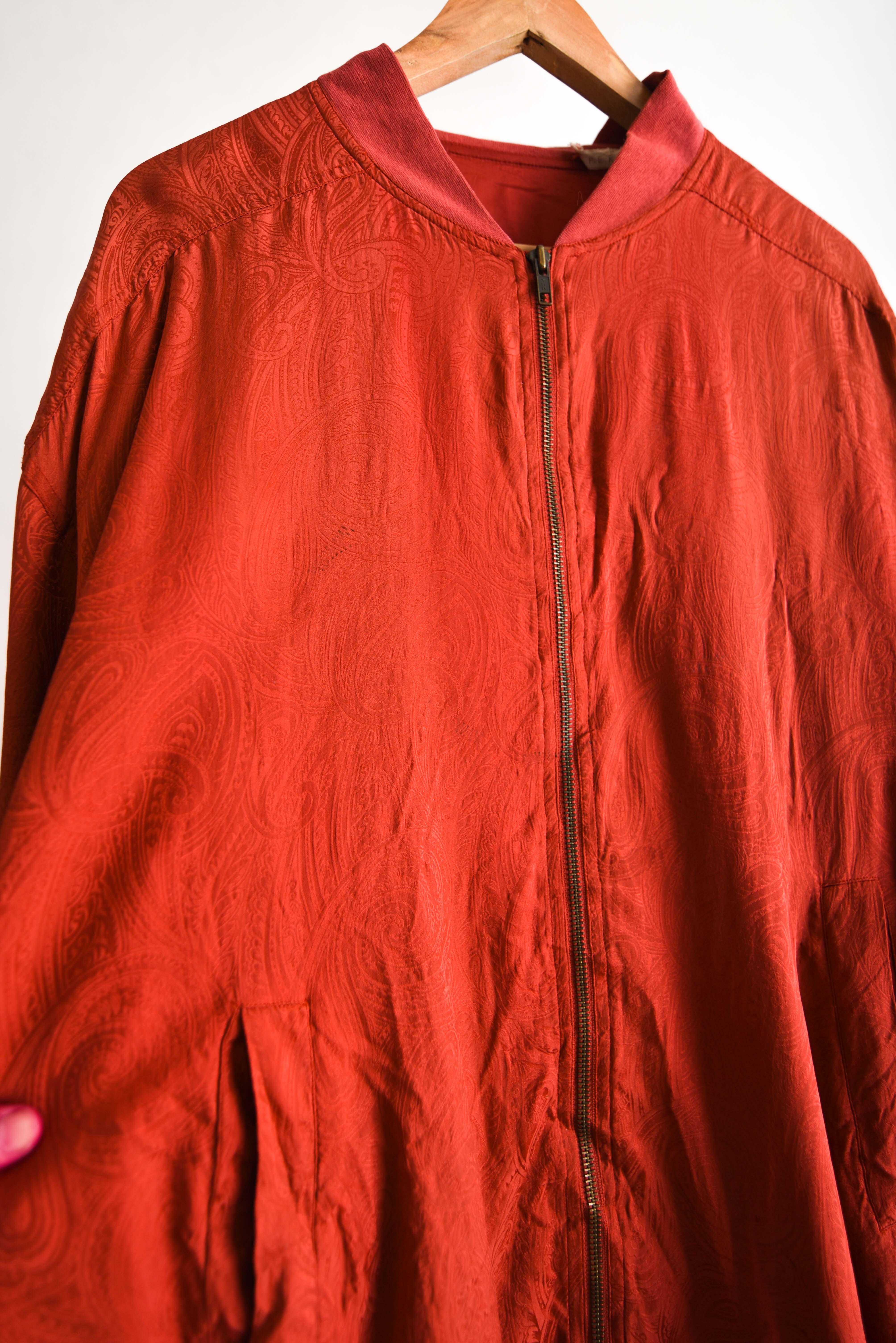 Bomber jacket roja seda vintage 90s