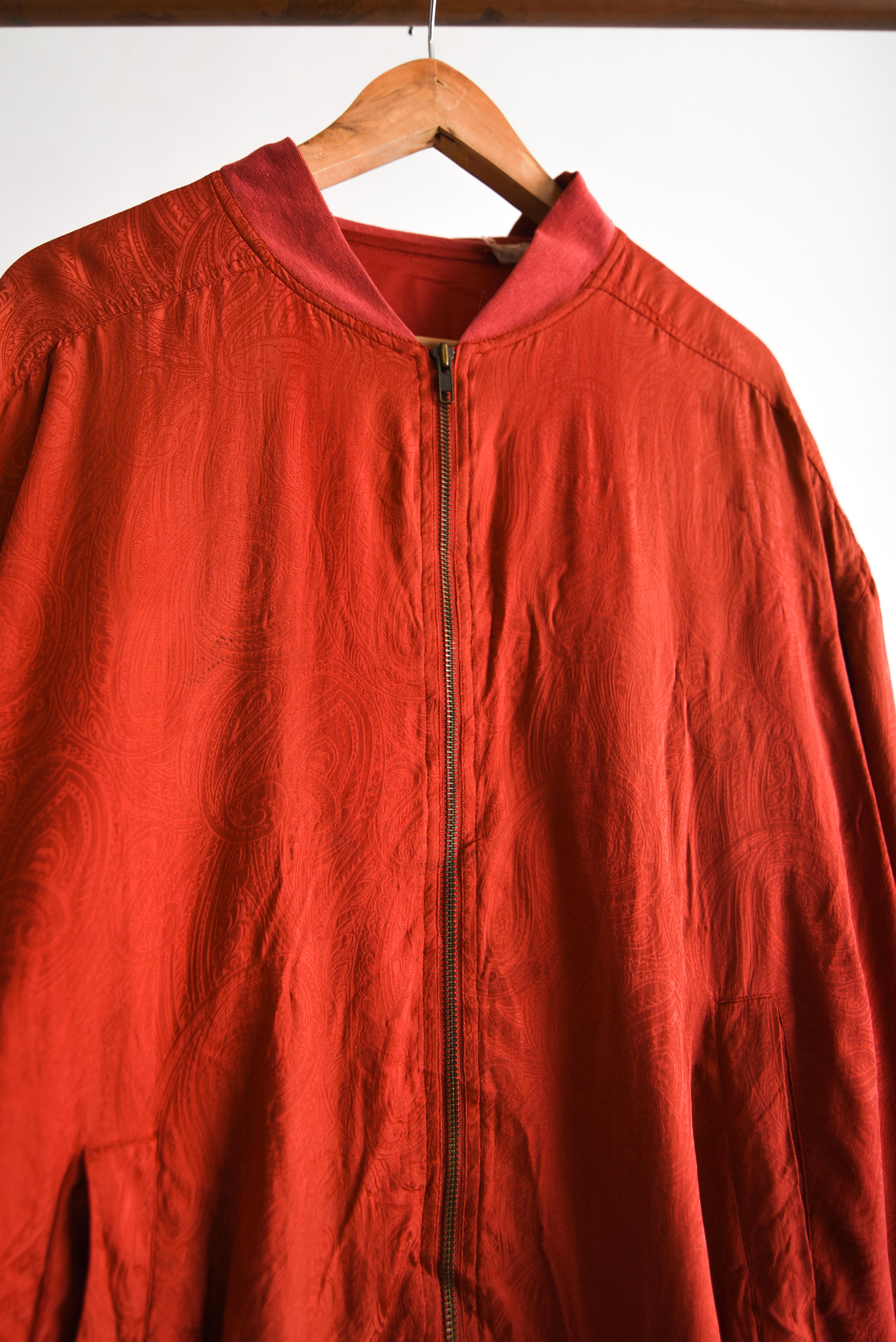 Bomber jacket roja seda vintage 90s