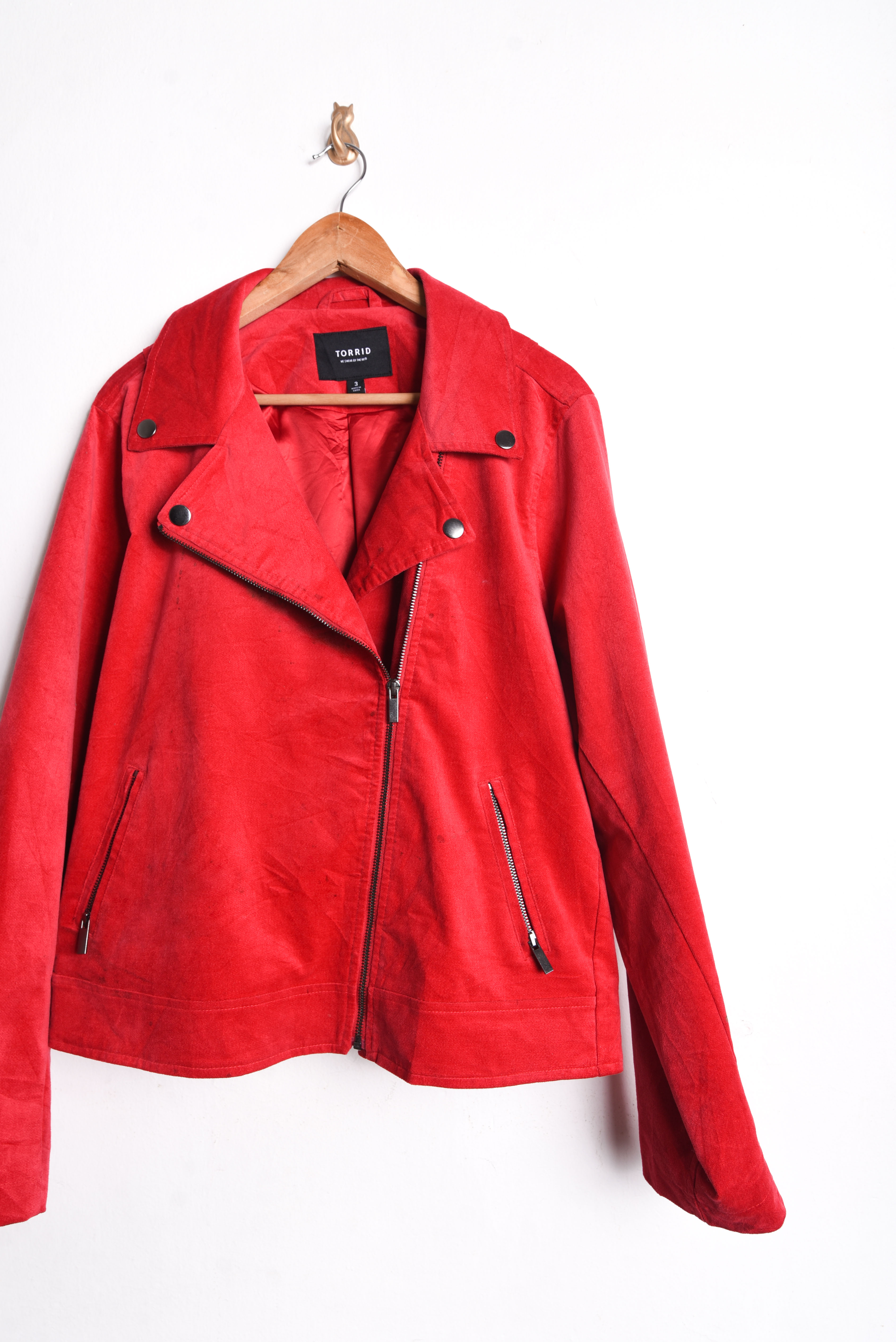 Chaqueta biker red velvet