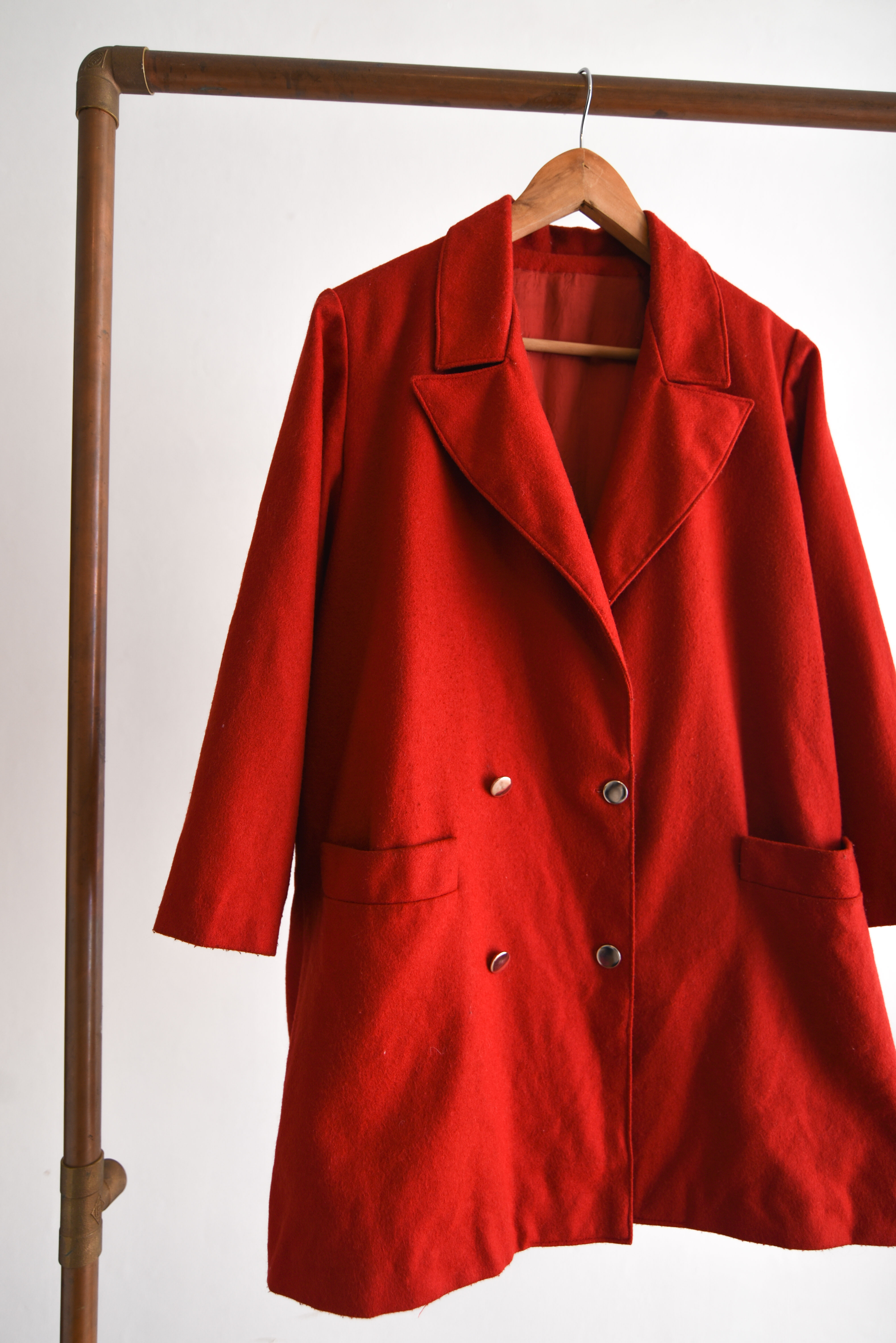 Abrigo rojo lana vintage