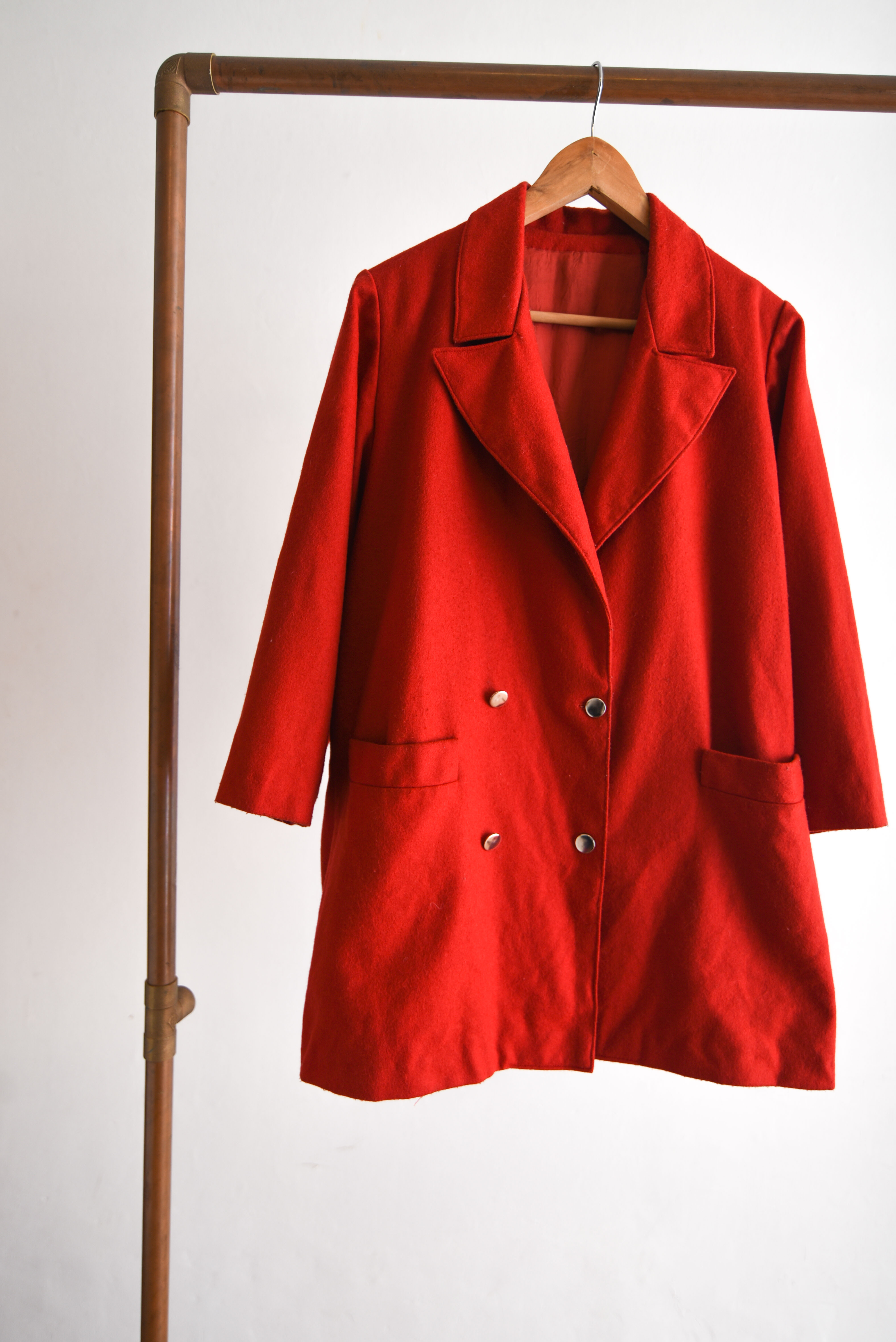 Abrigo rojo lana vintage