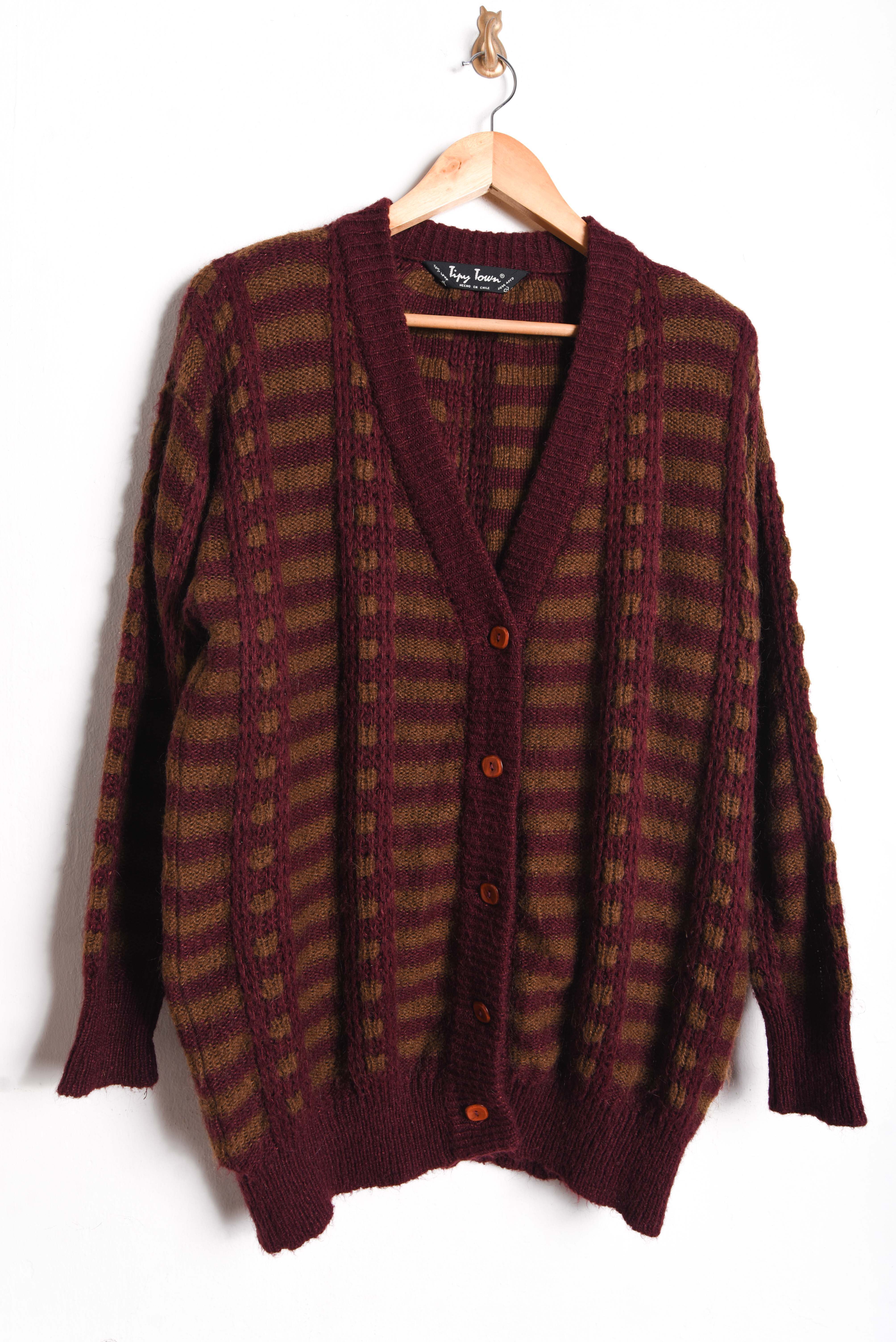 Cardigan vintage burdeo made in Chile