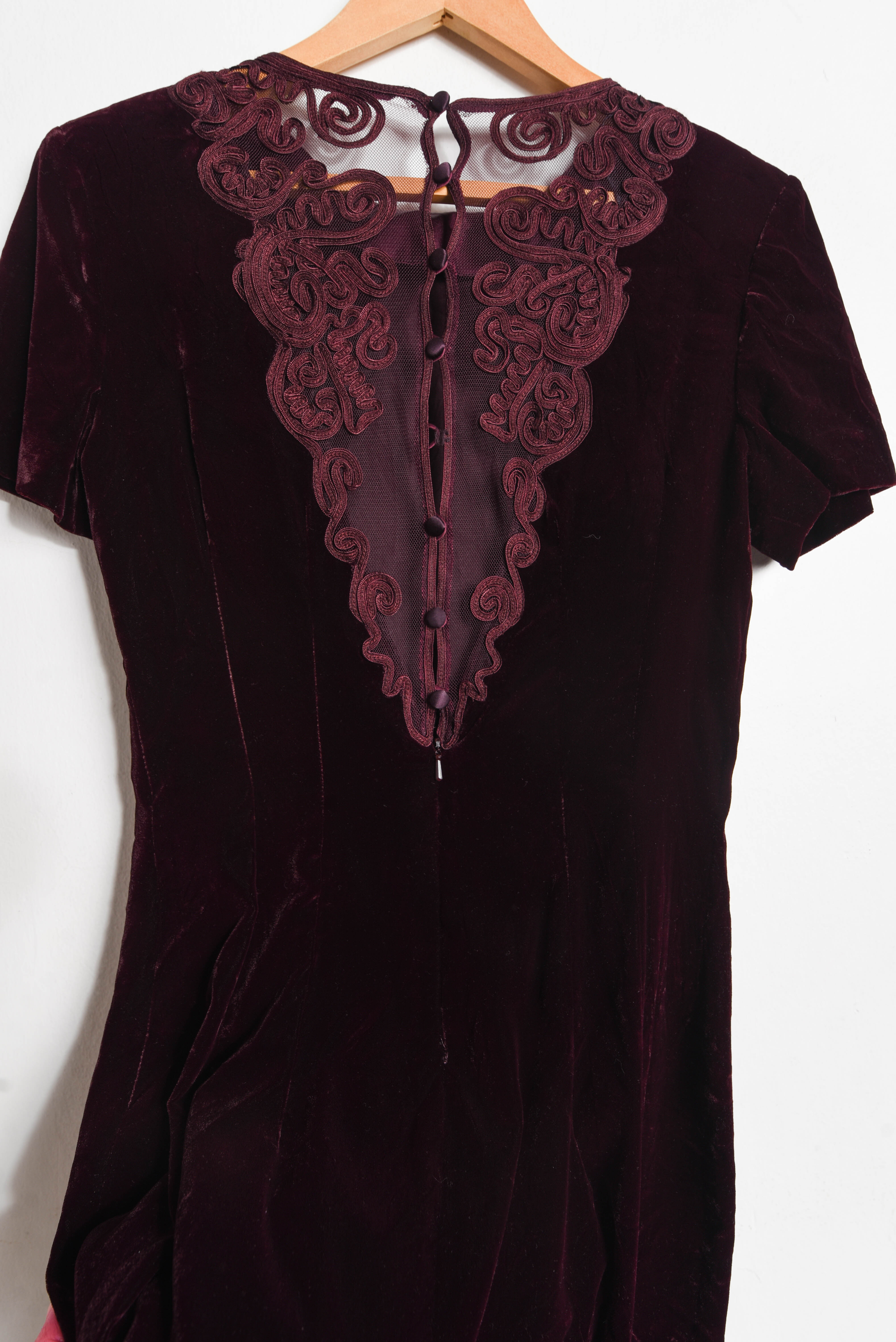 Vestido velvet burdeo 90s