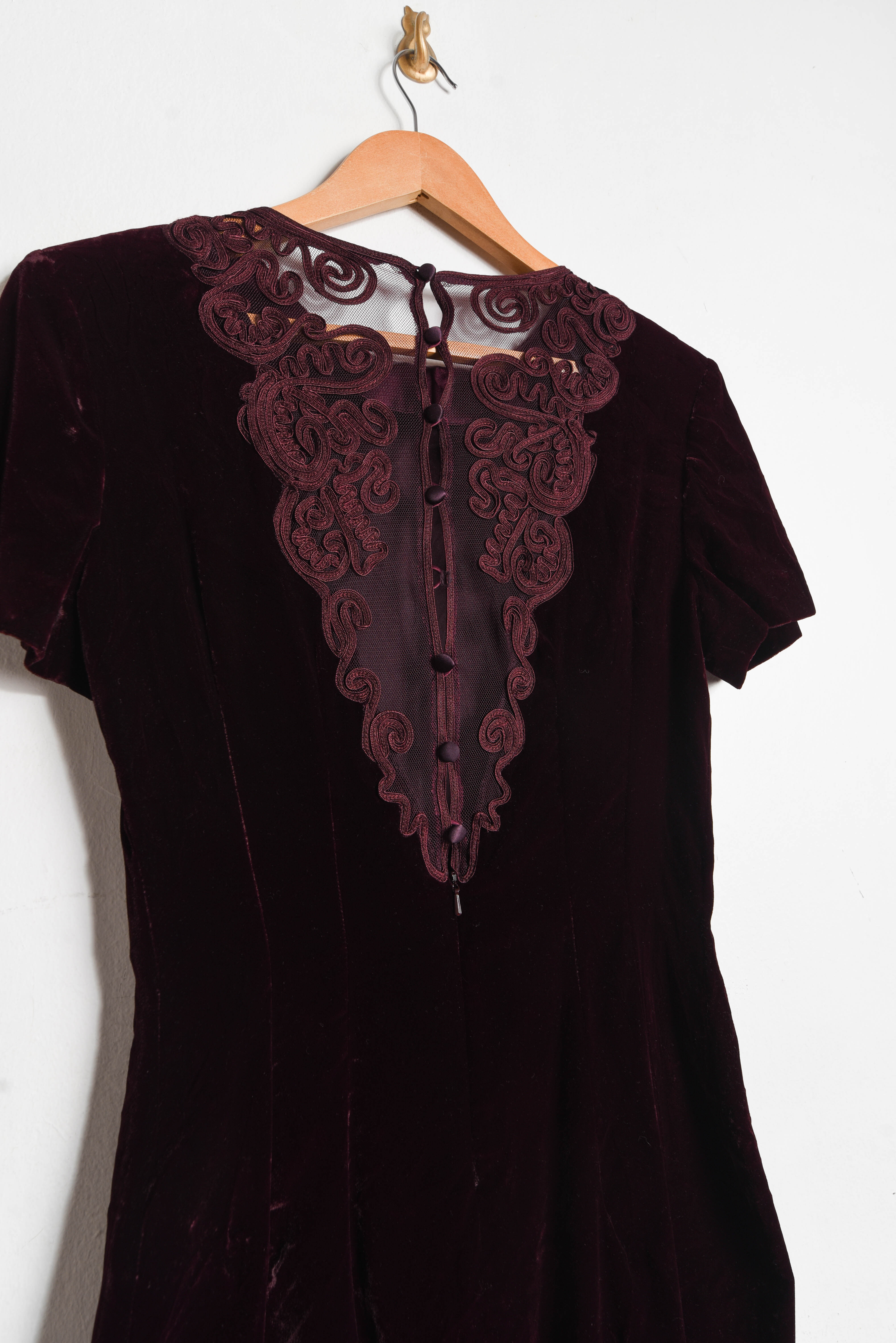 Vestido velvet burdeo 90s