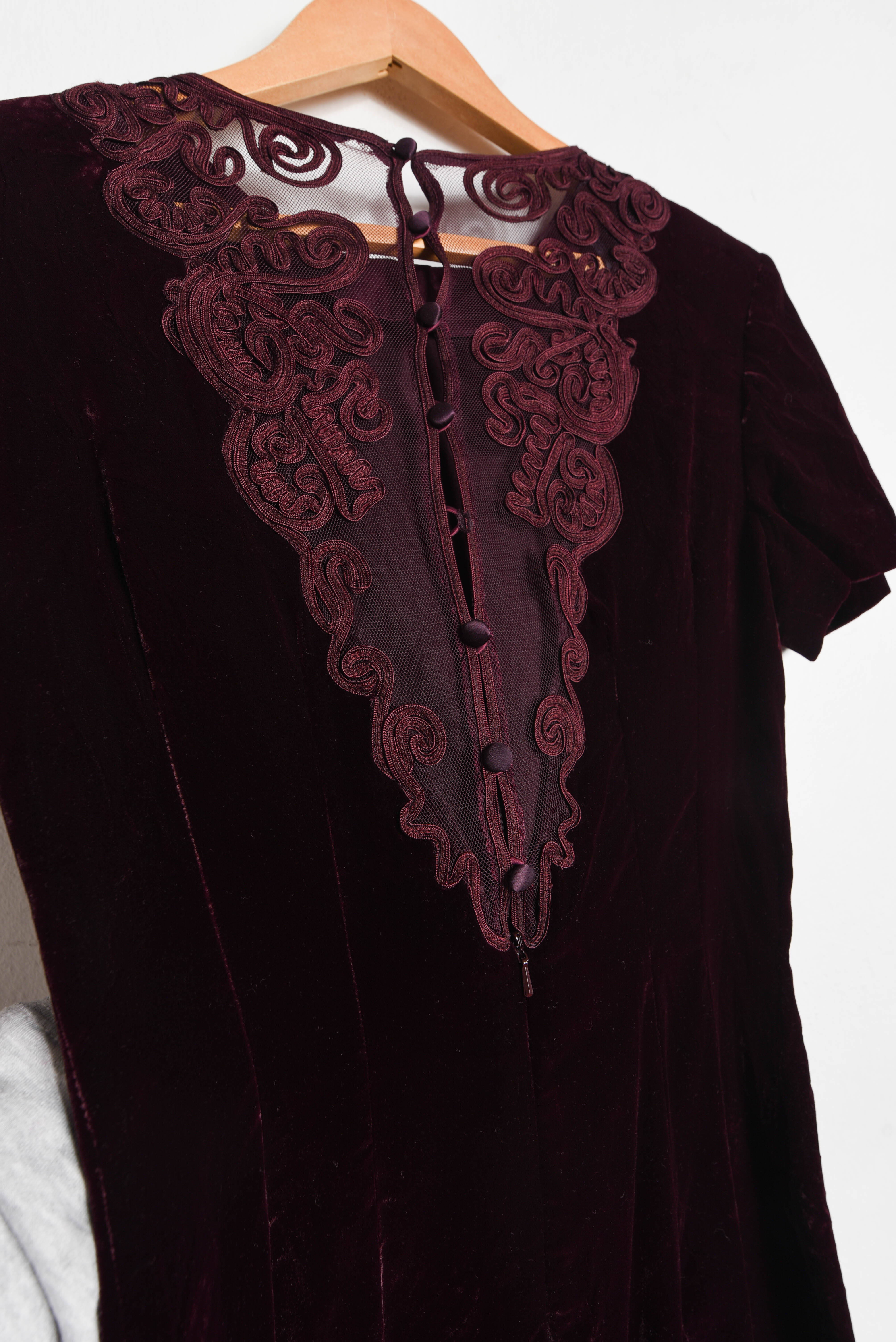 Vestido velvet burdeo 90s