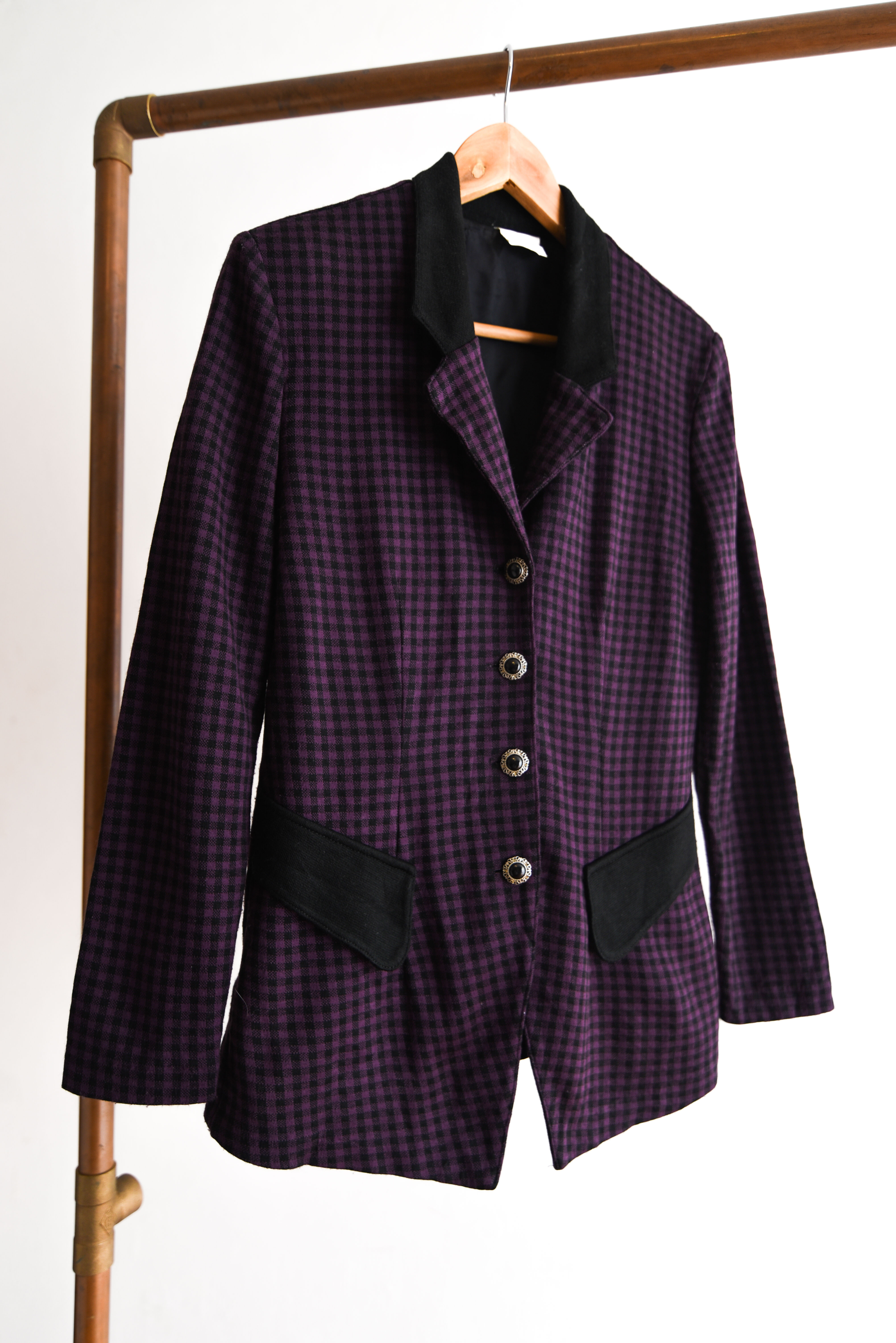 Blazer vintage morado gingham