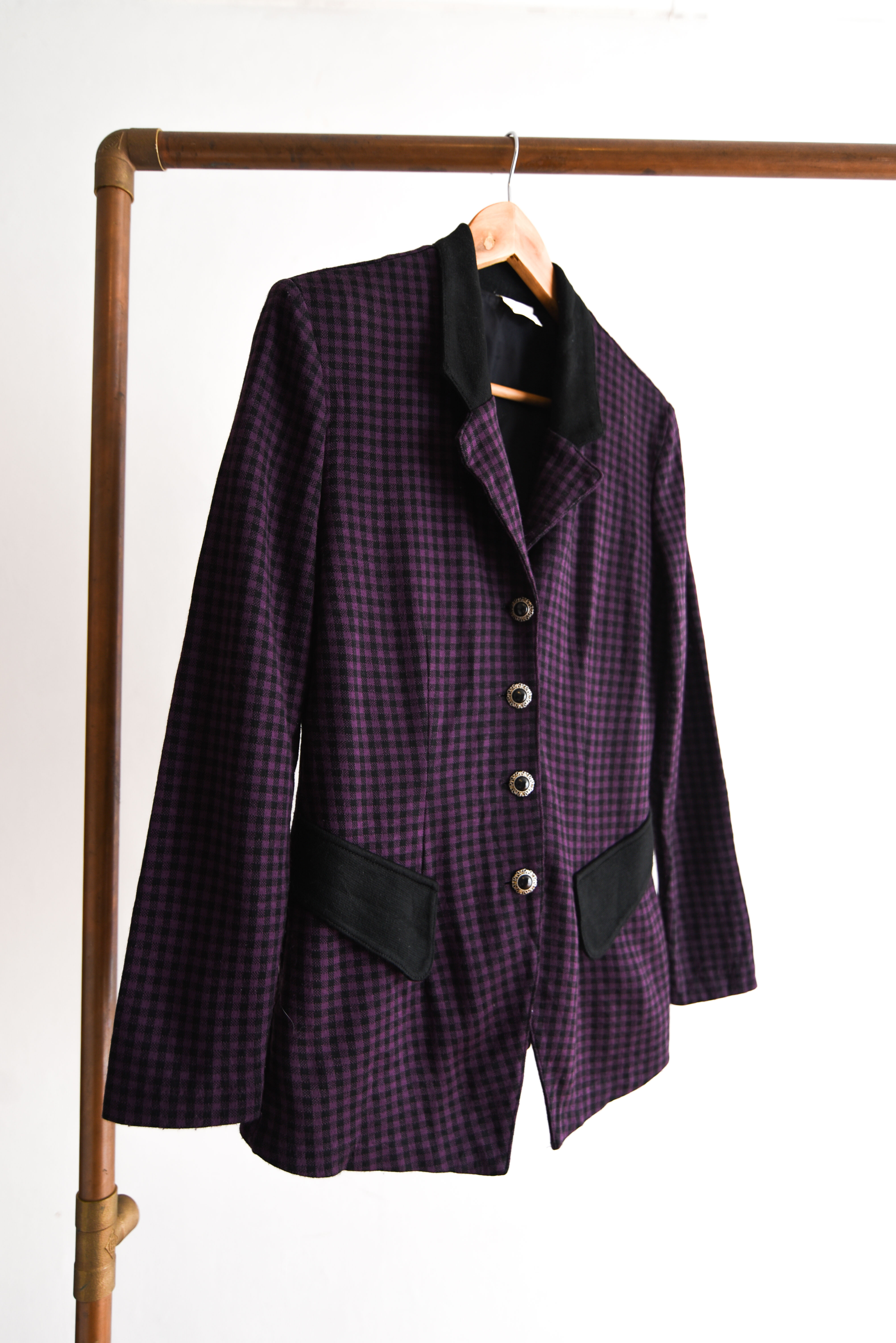 Blazer vintage morado gingham