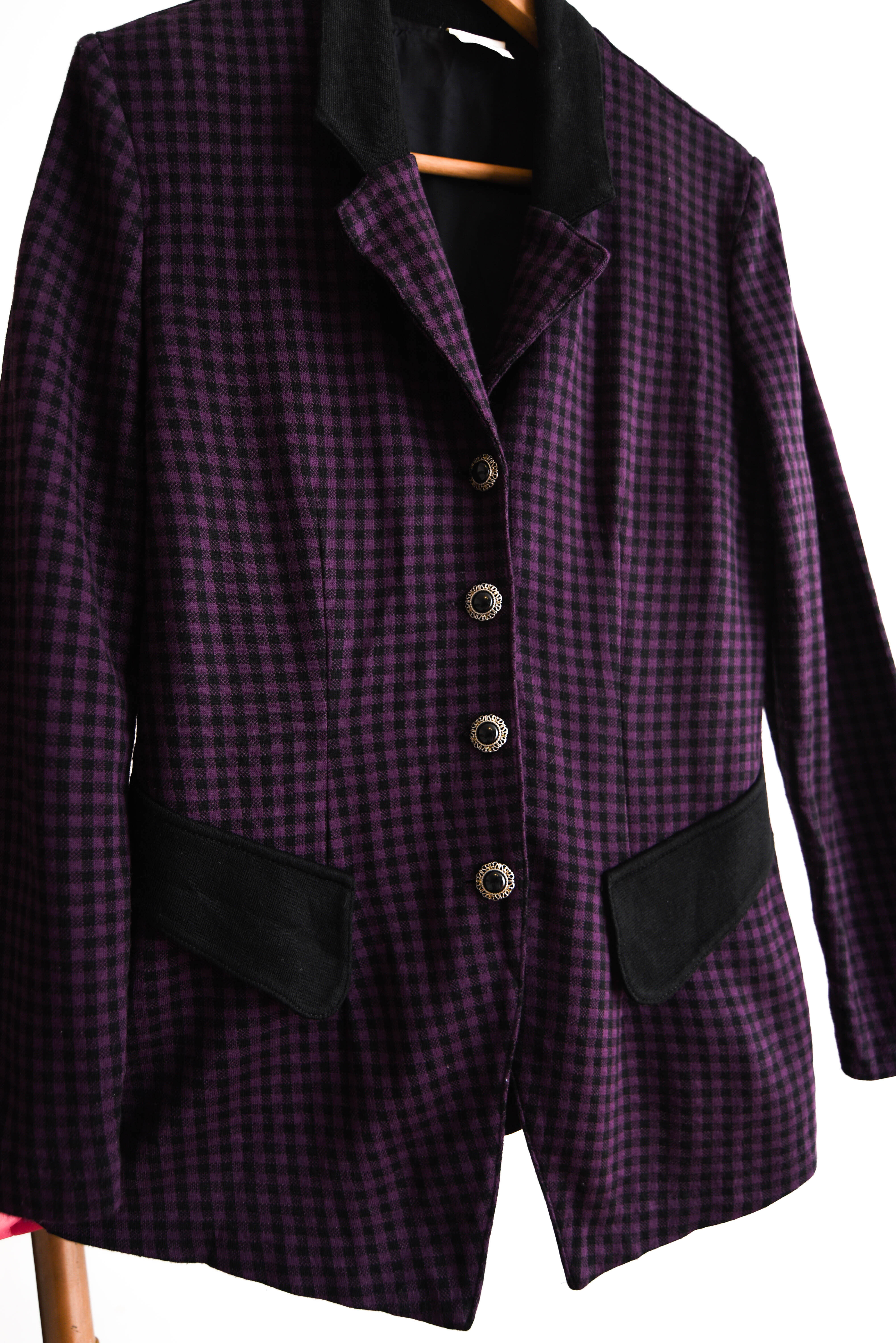 Blazer vintage morado gingham