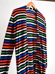 Cardigan tapado rayado multicolor