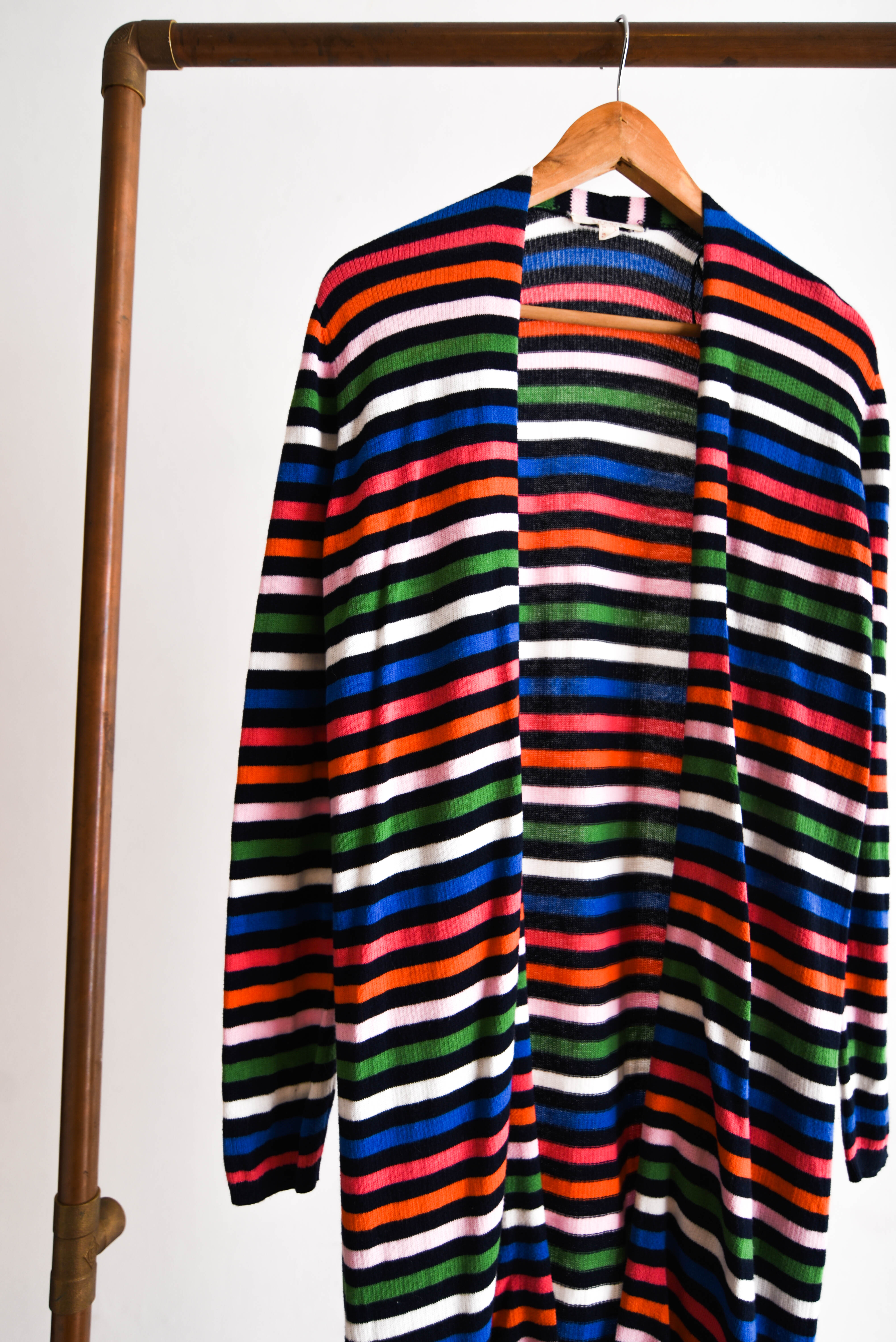 Cardigan tapado rayado multicolor
