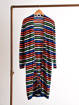 Cardigan tapado rayado multicolor