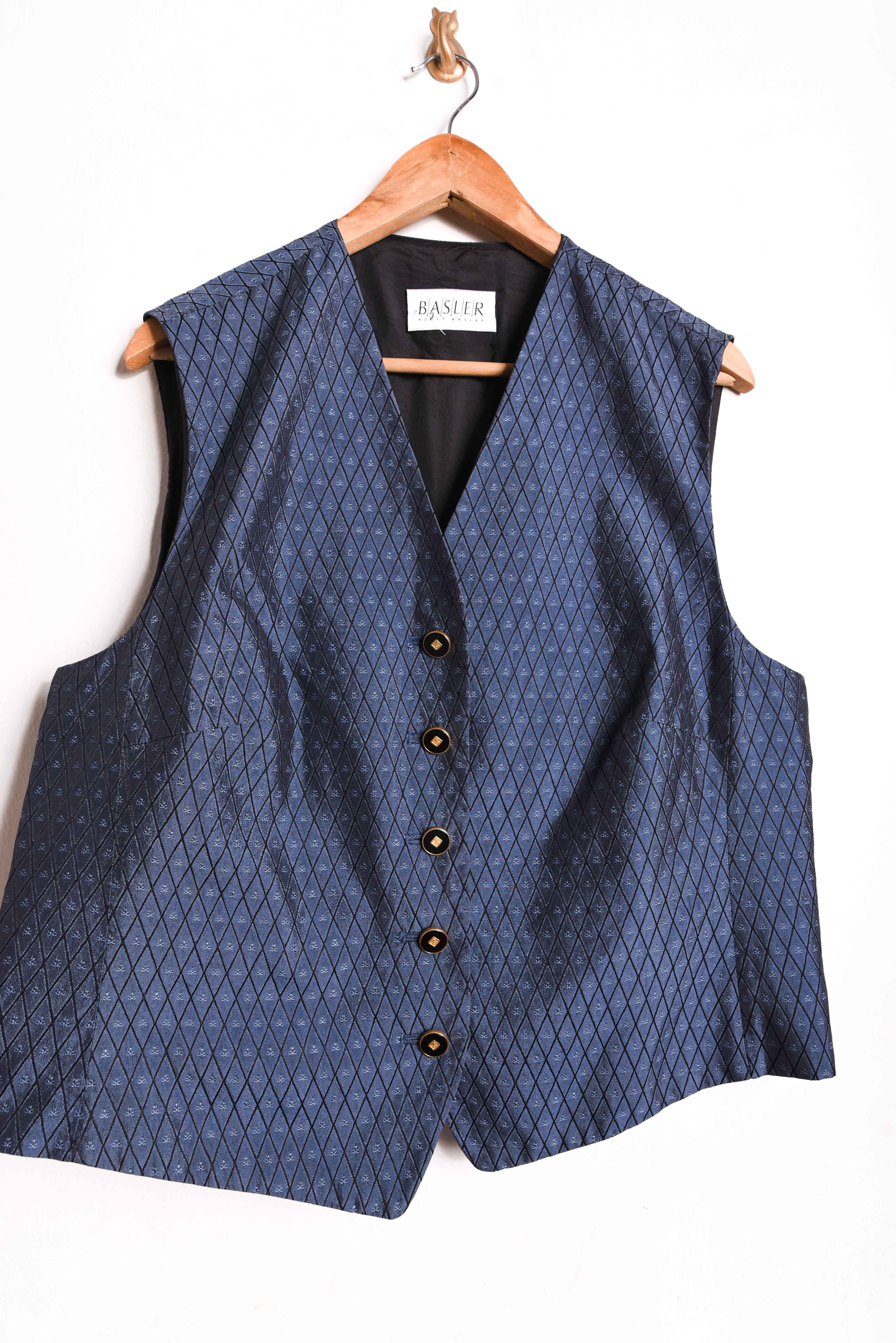 Vest azul piedra seda rombos