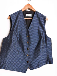 Vest azul piedra seda rombos