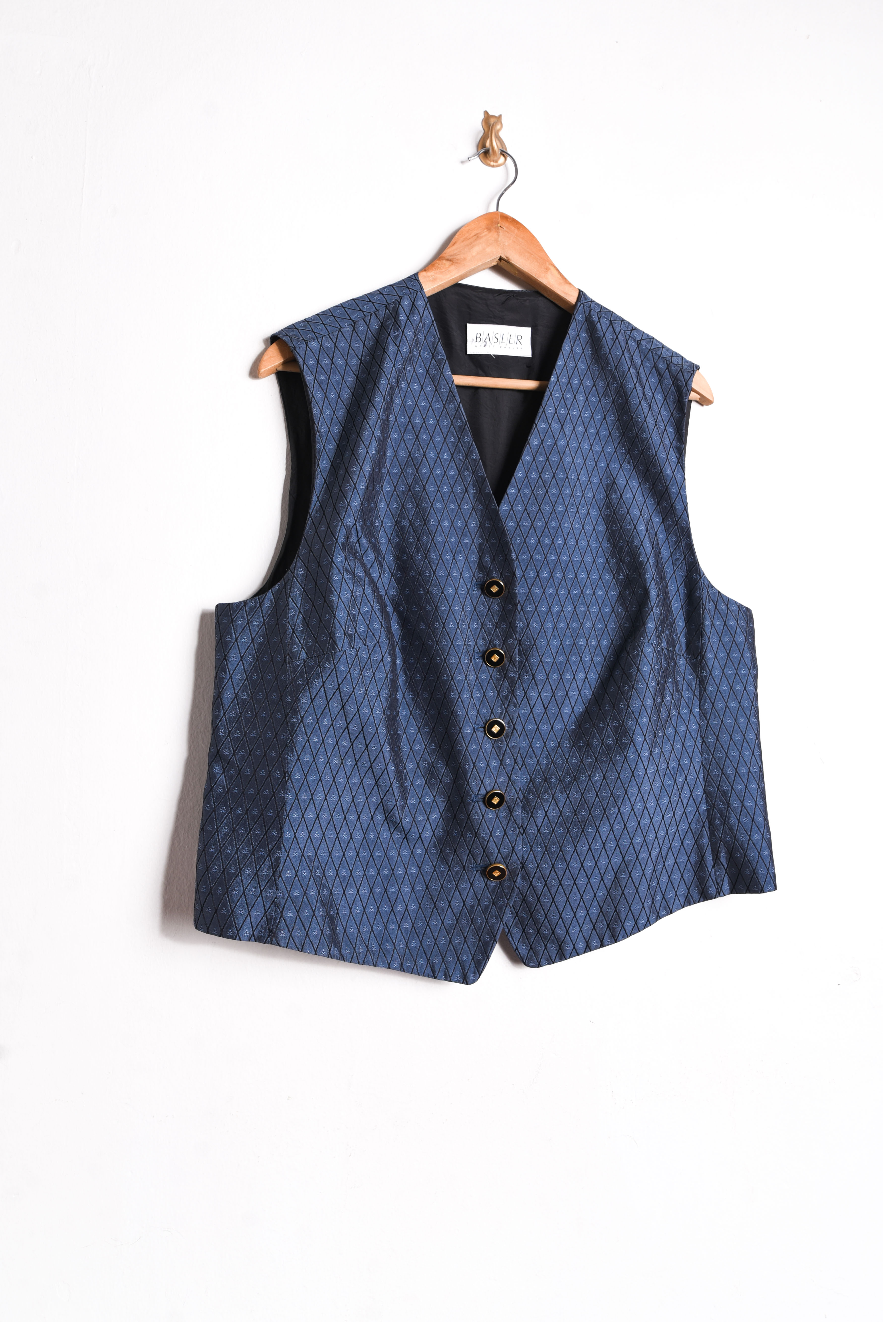 Vest azul piedra seda rombos