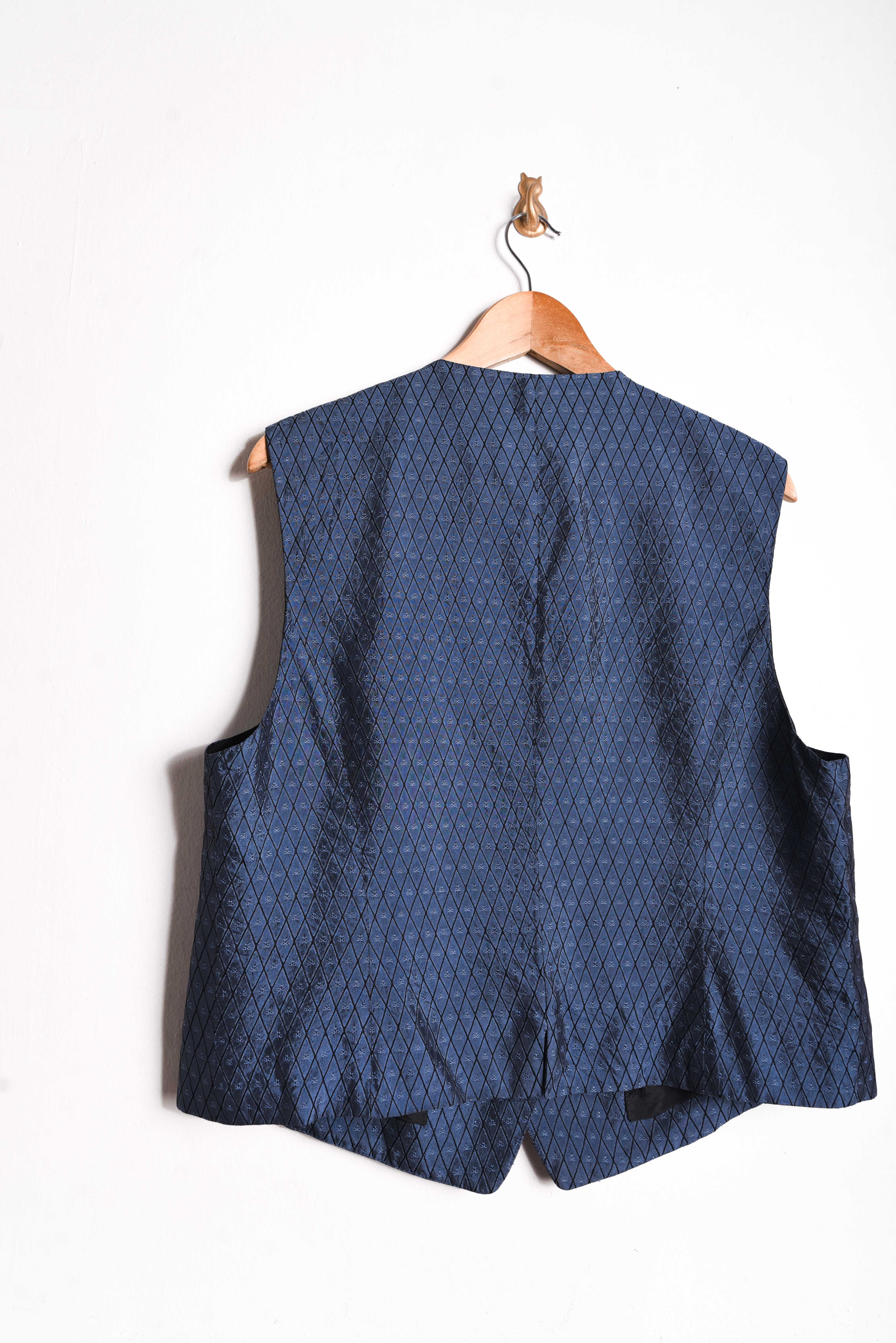 Vest azul piedra seda rombos