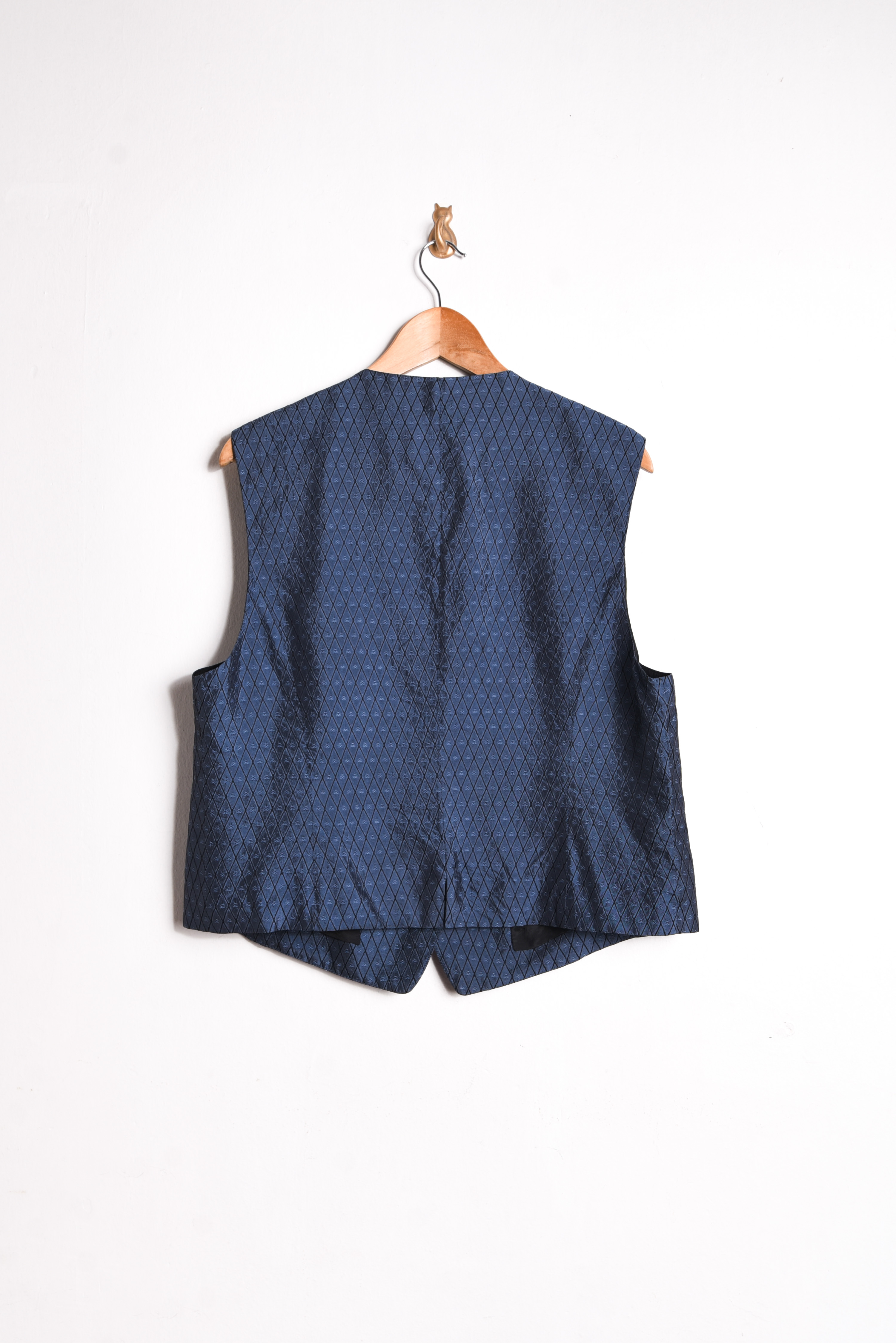 Vest azul piedra seda rombos
