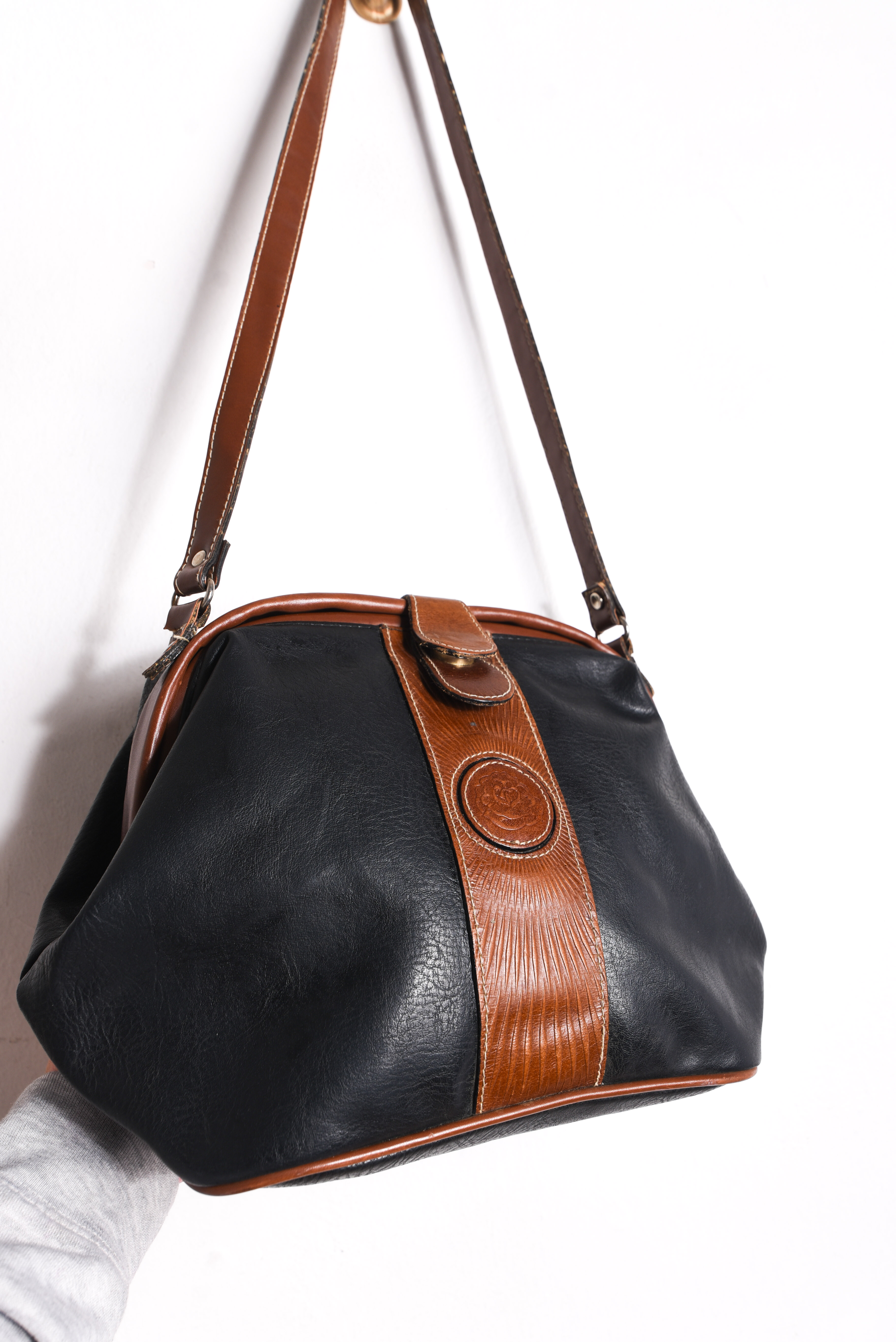 Cartera cuero bicolor 90s