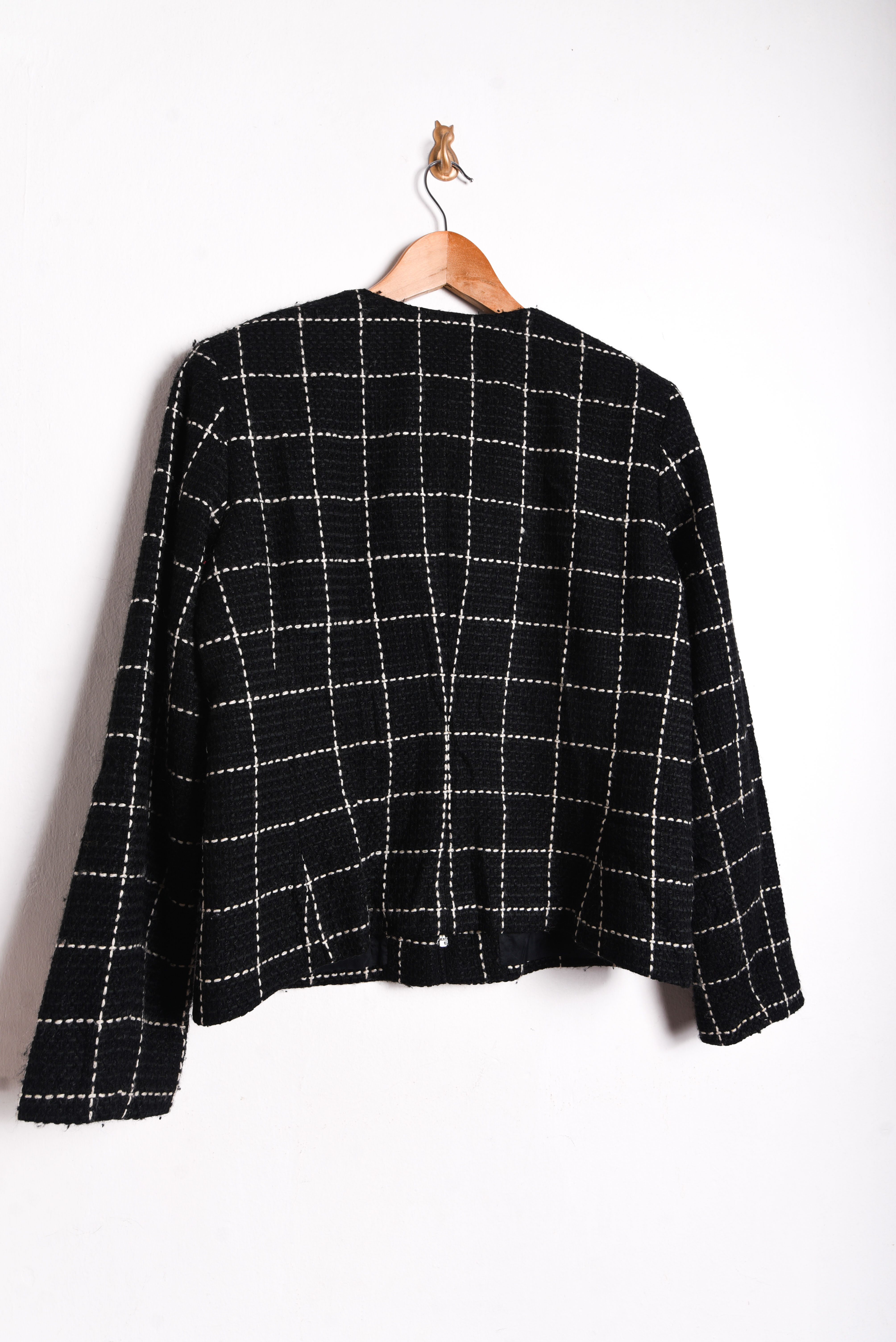 Chaqueta negra grilla wool