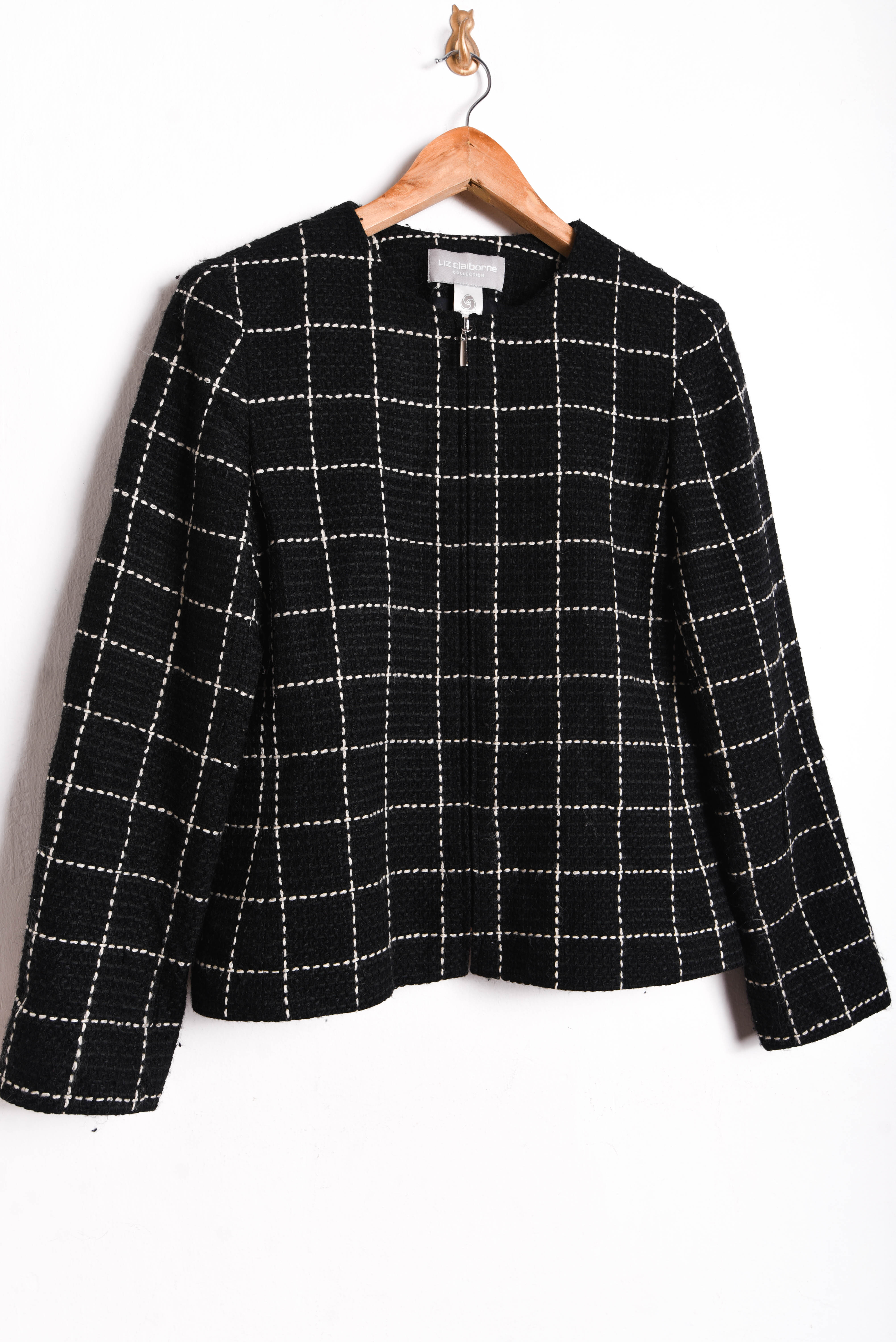 Chaqueta negra grilla wool