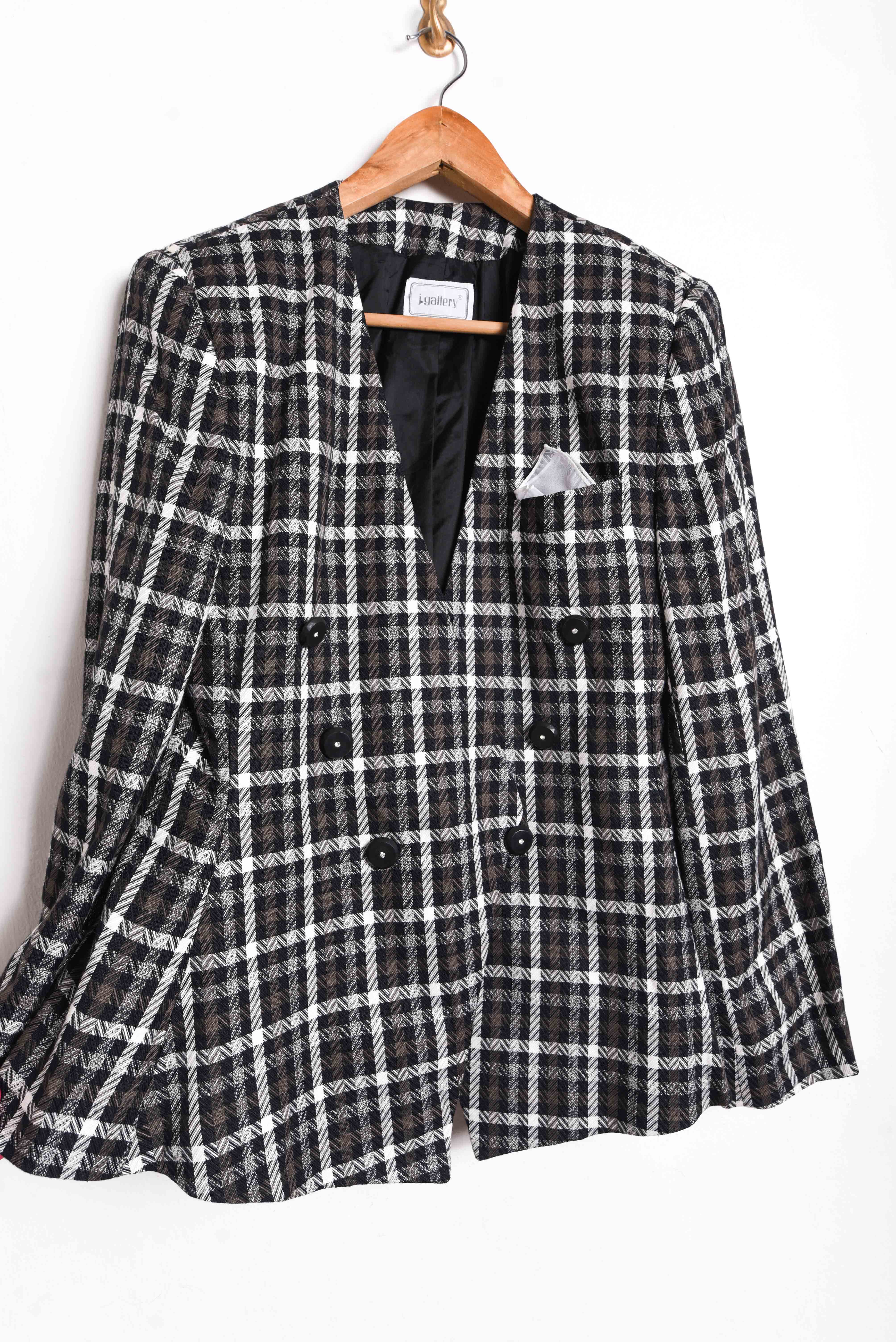 Blazer gingham 90s cruzado